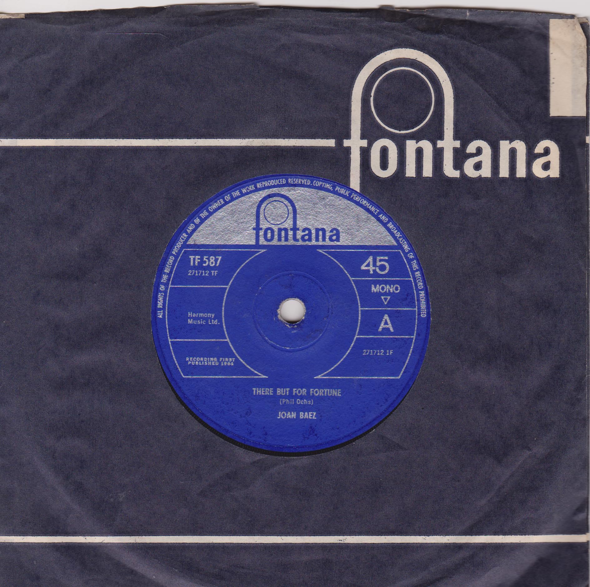 Joan Baez - There But For Fortune (Fontana 1965) 7" vinyl simgle VG/VG