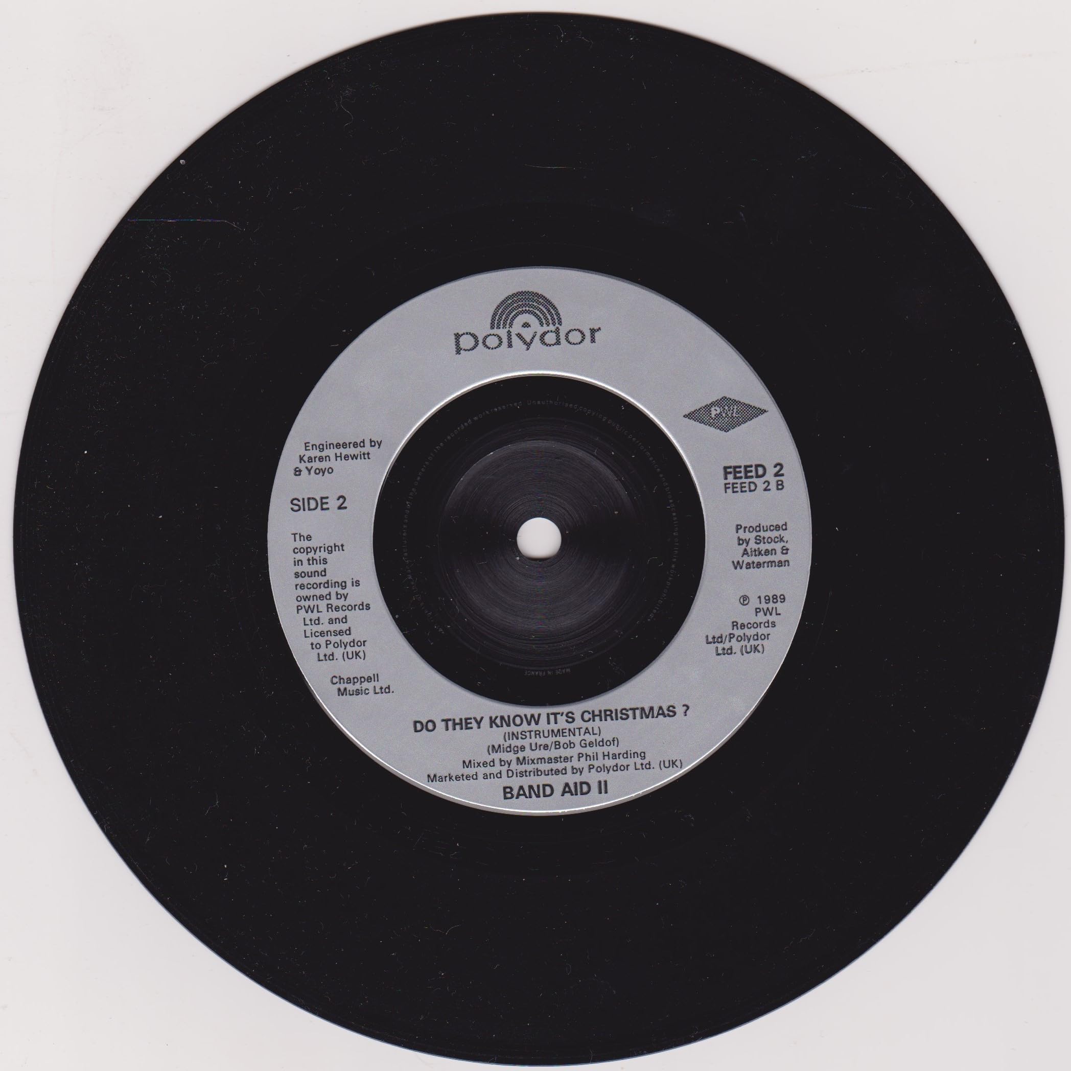 Band Aid II ‎– Do They Know It's Christmas? (PWL 1989) 7" vinyl single VG/VG