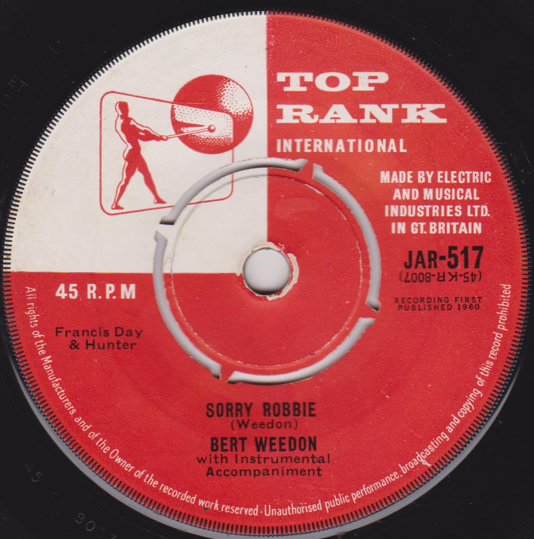 Bert Weedon – Sorry Robbie (Top Rank 1960) 7" vinyl single VG/-