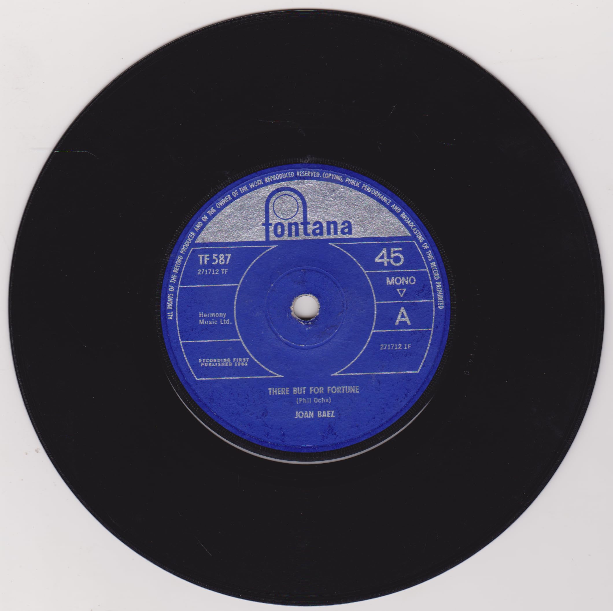 Joan Baez - There But For Fortune (Fontana 1965) 7" vinyl simgle VG/VG