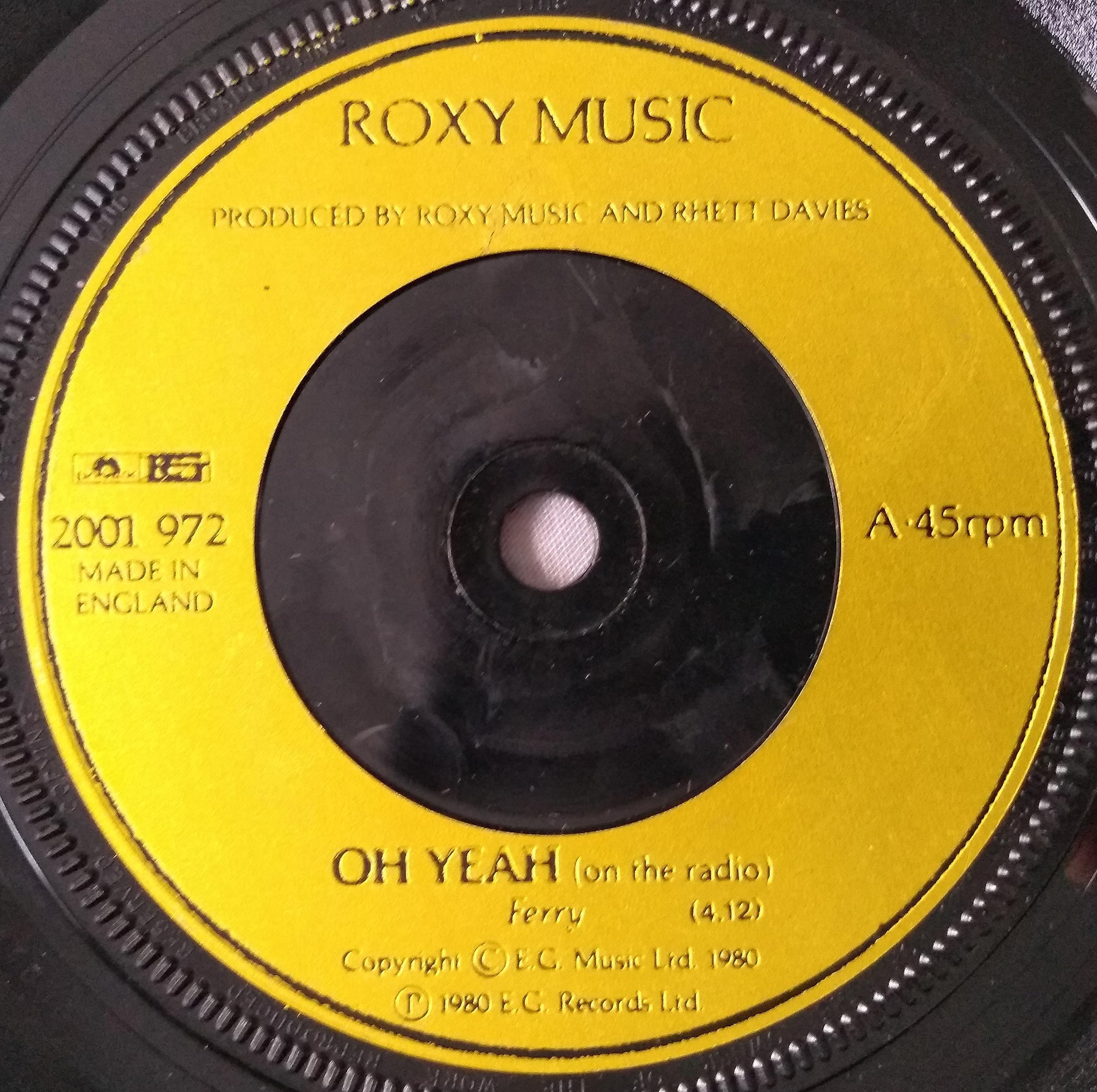 Roxy Music - Oh Yeah (On The Radio) (EG 1980) 7" vinyl single VG/-