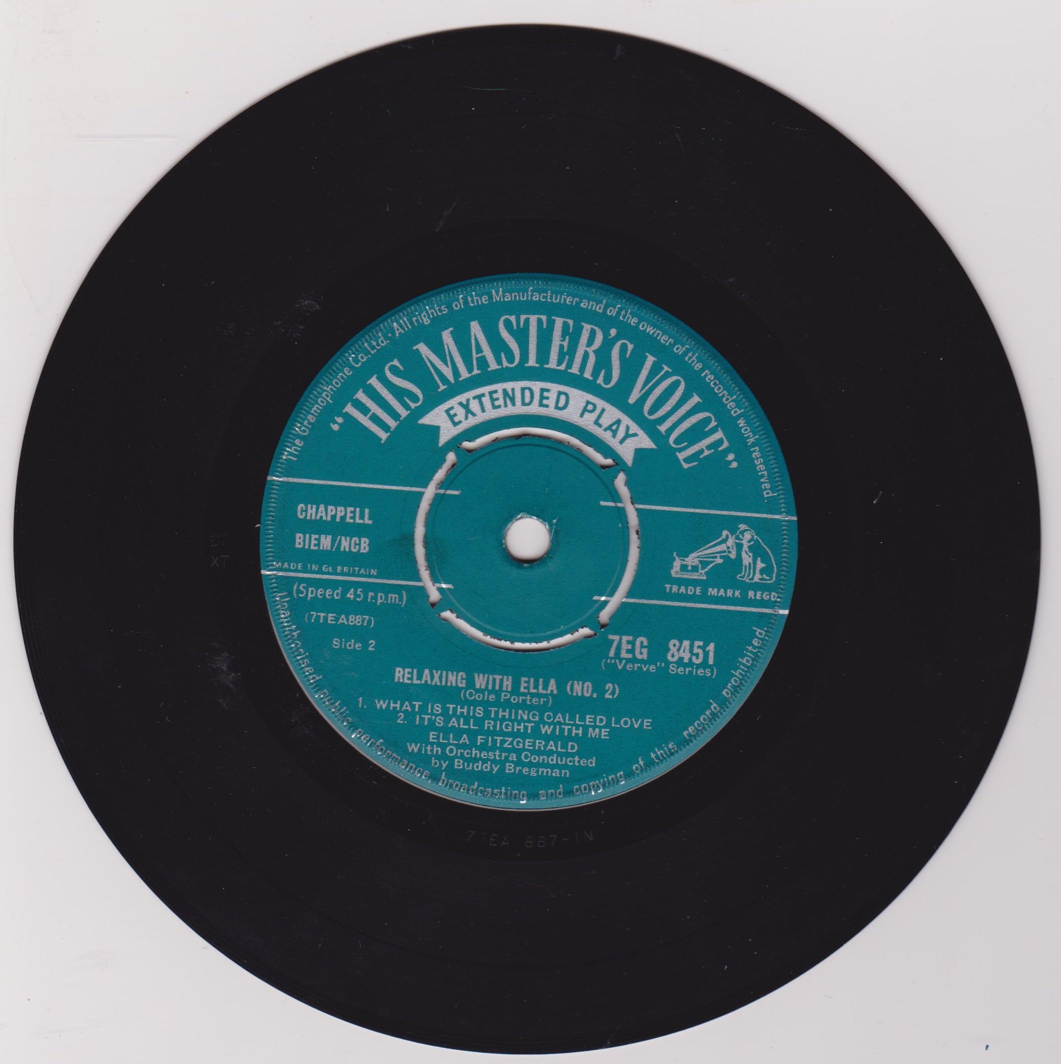 Ella Fitzgerald With Buddy Bregman's Orchestra ‎– Relaxing With Ella (No. 2) (HMV 1959) 7" vinyl EP VG/-