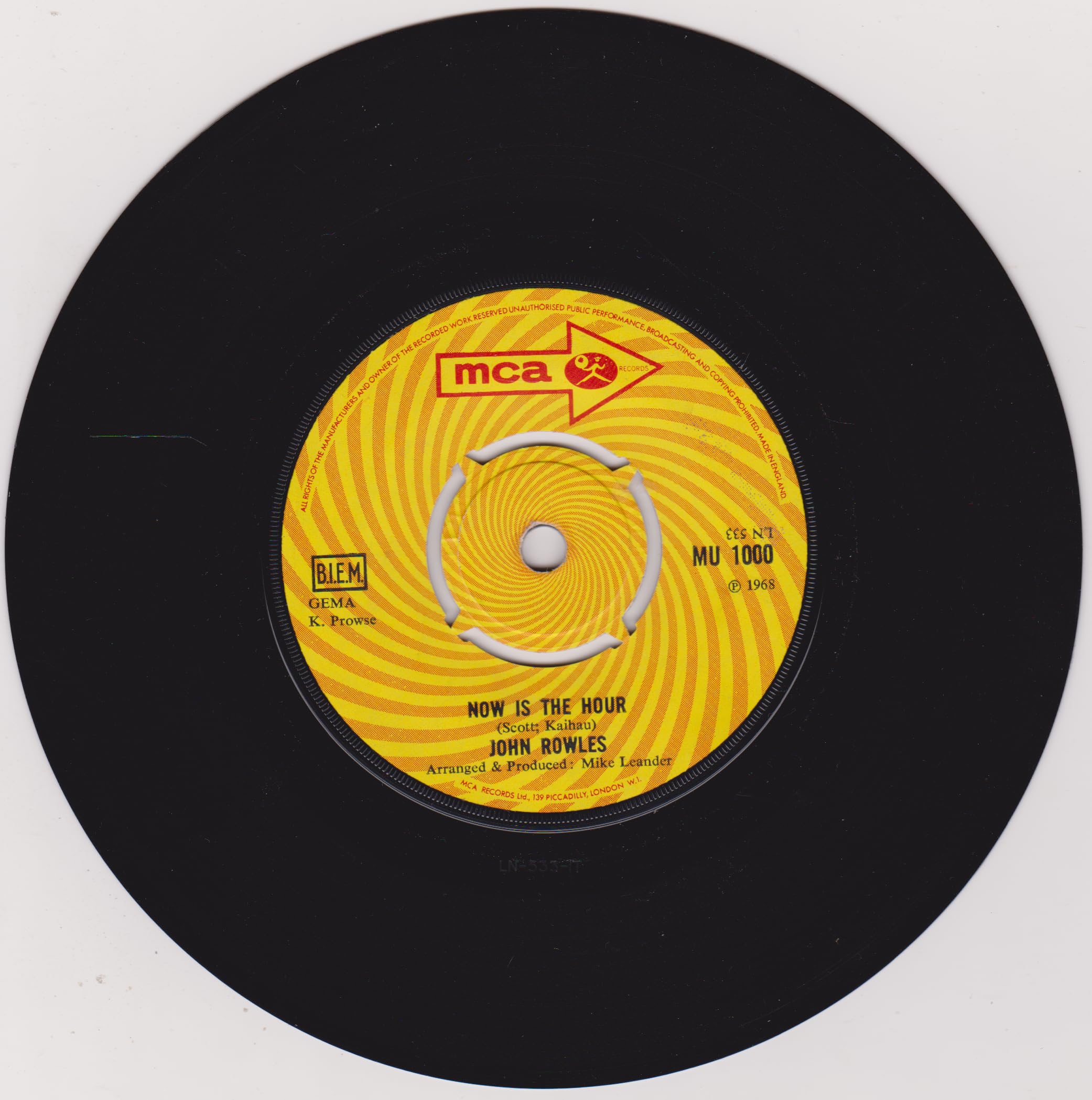 John Rowles – If I Only Had Time (MCA 1968) 7" vinyl single VG/G+