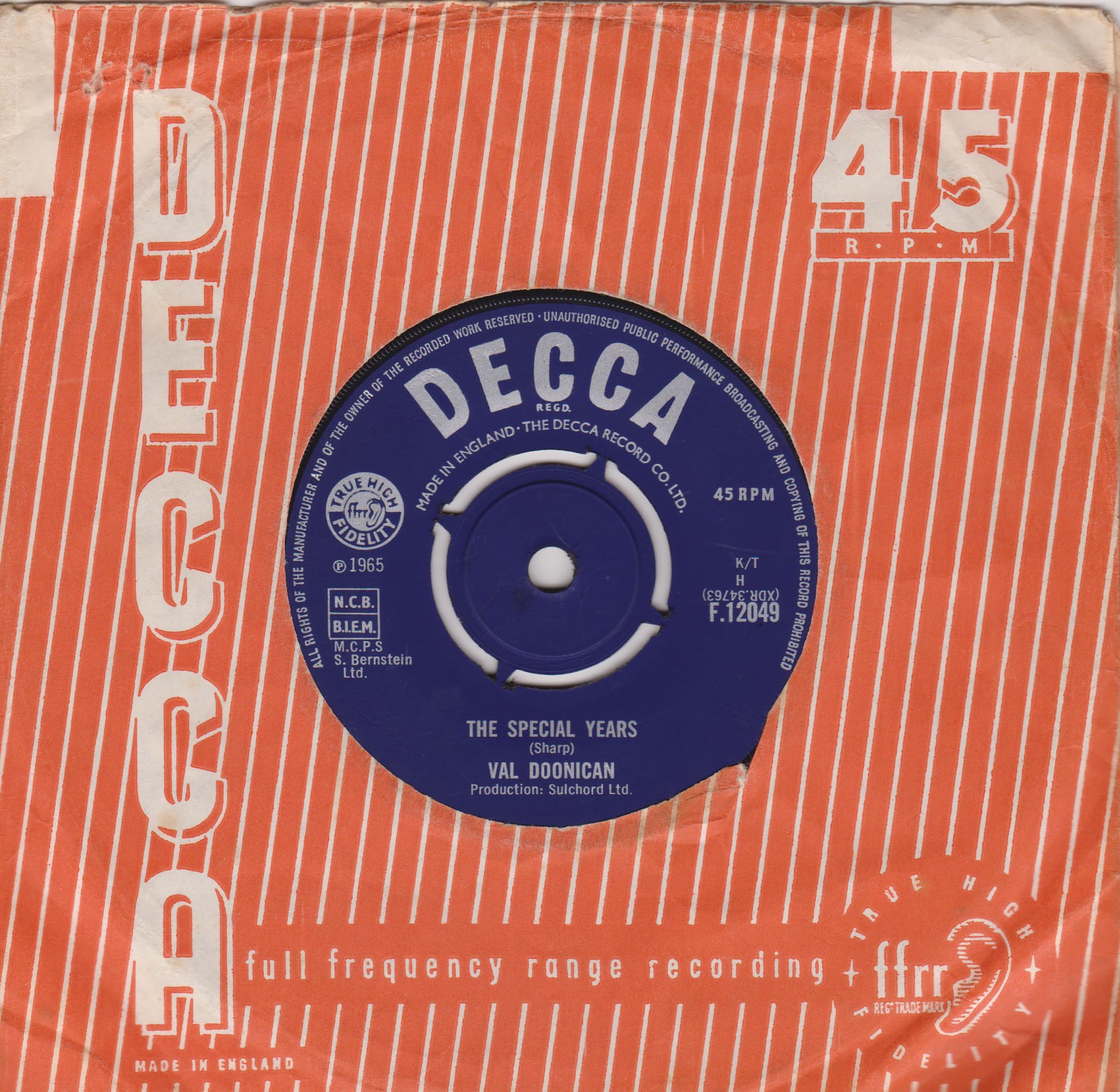 Val Doonican - The Special Years (Decca 1965) 7" vinyl single VG/VG