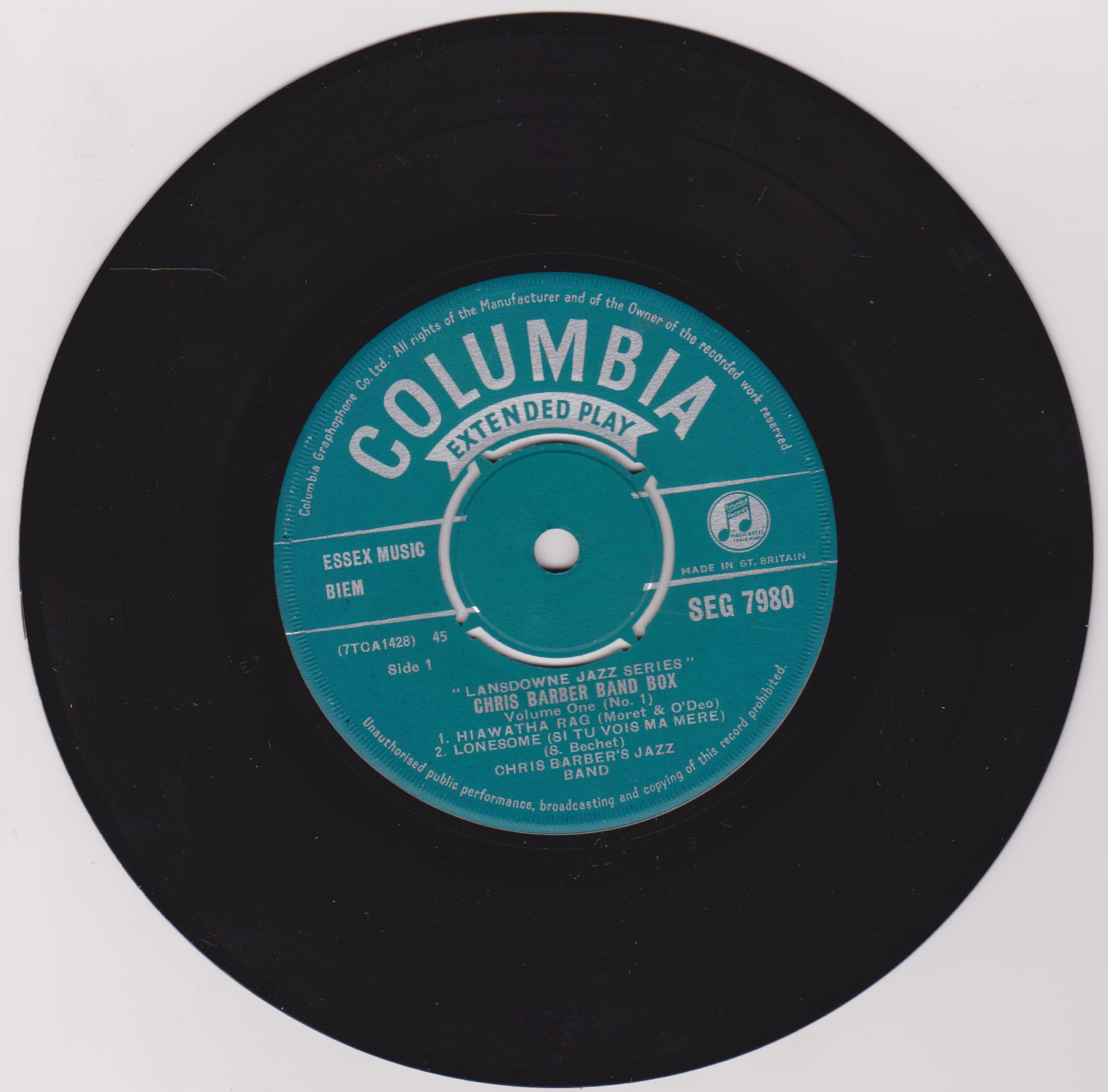 Chris Barber's Jazz Band With Ottilie Patterson – Chris Barber Band Box Vol. 1 No. 1 (1959) 7" vinyl EP VG/VG