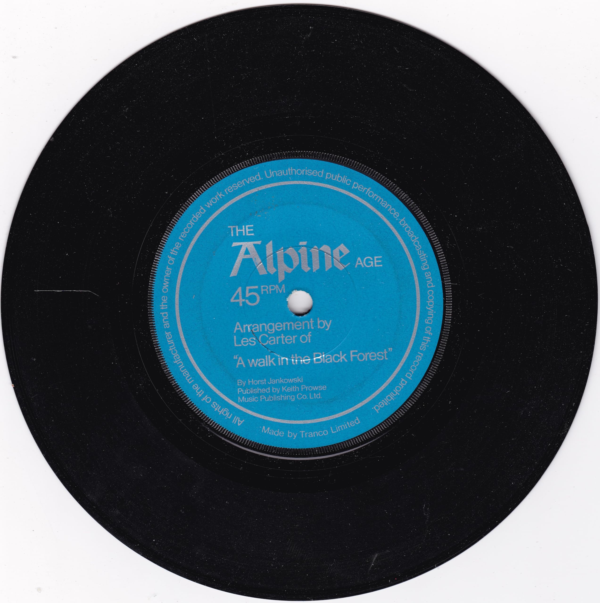 Les Carter ‎– The Alpine Age (Alpine Lager) 7" vinyl single VG/-