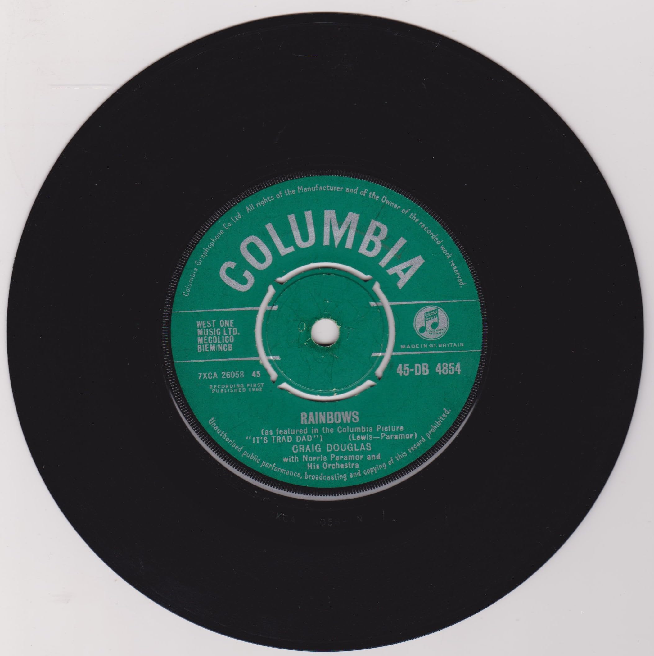 Craig Douglas ‎– Our Favorite Melodies (Columbia 1962) 7" vinyl single VG/G