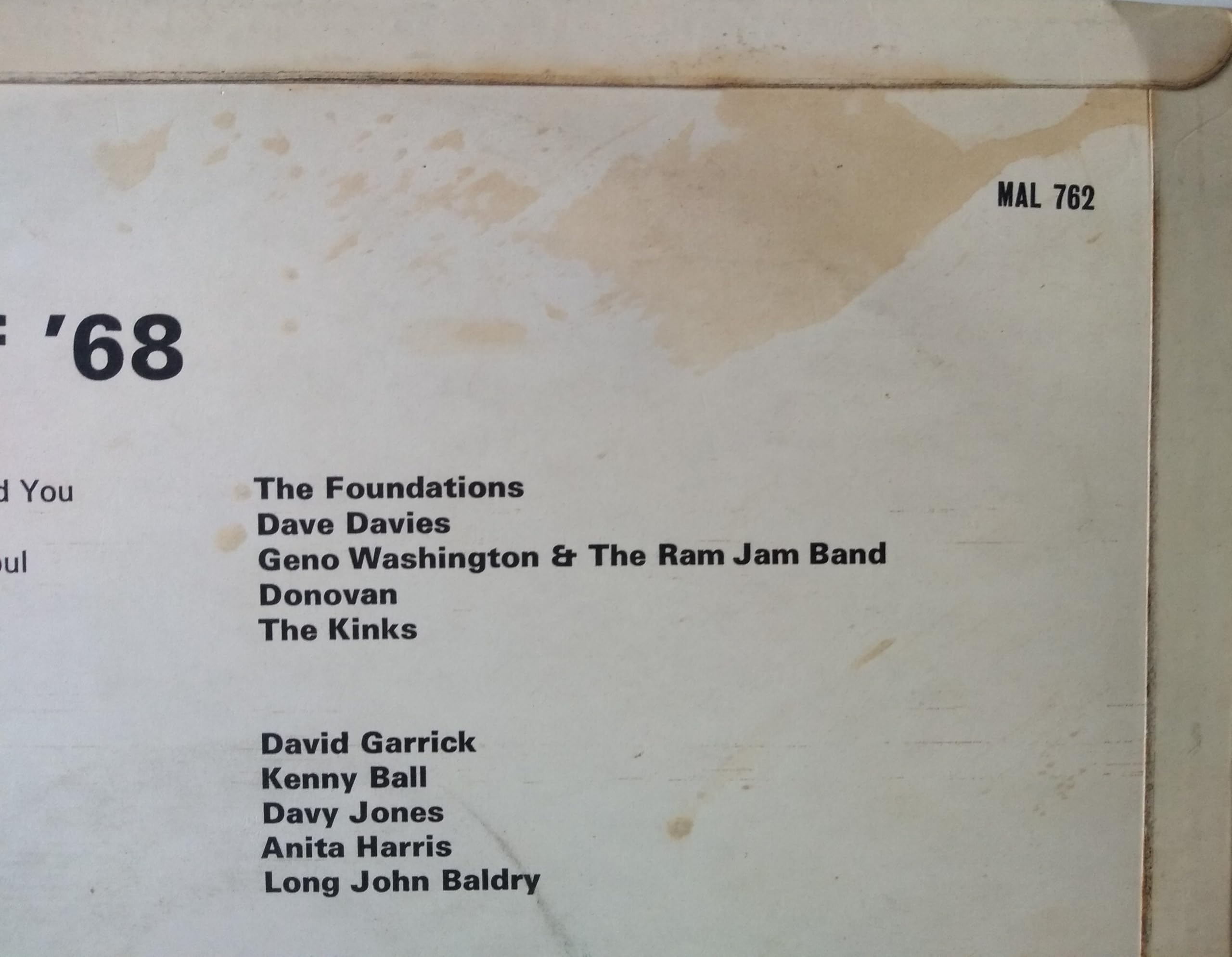 Various – Stars Of '68 (Marble Arch 1967) 12" vinyl LP VG/VG