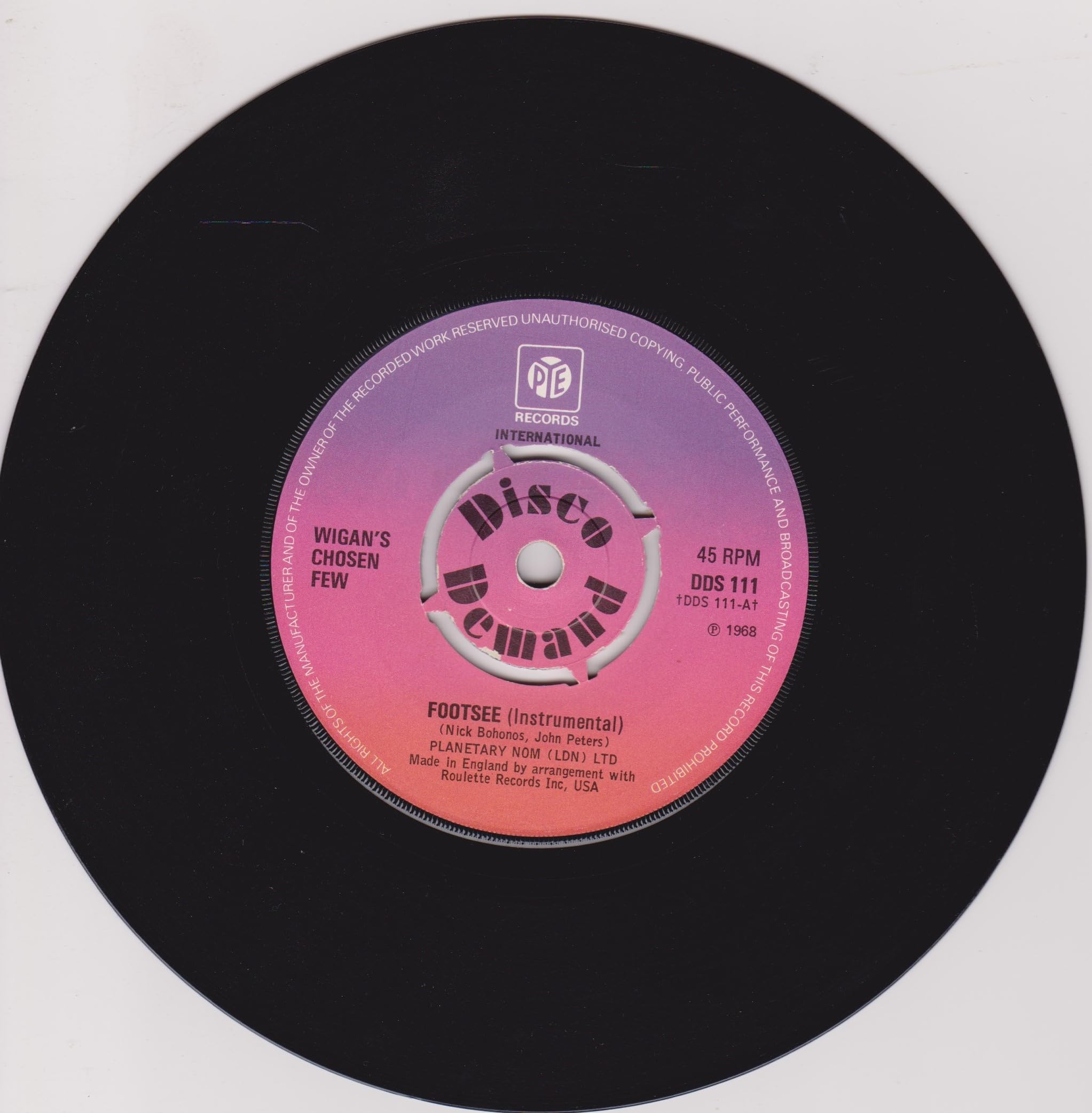 Wigan's Chosen Few / Chuck Wood ‎– Footsee / 7 Days Too Long (Pye 1975) 7" vinyl single VG/VG