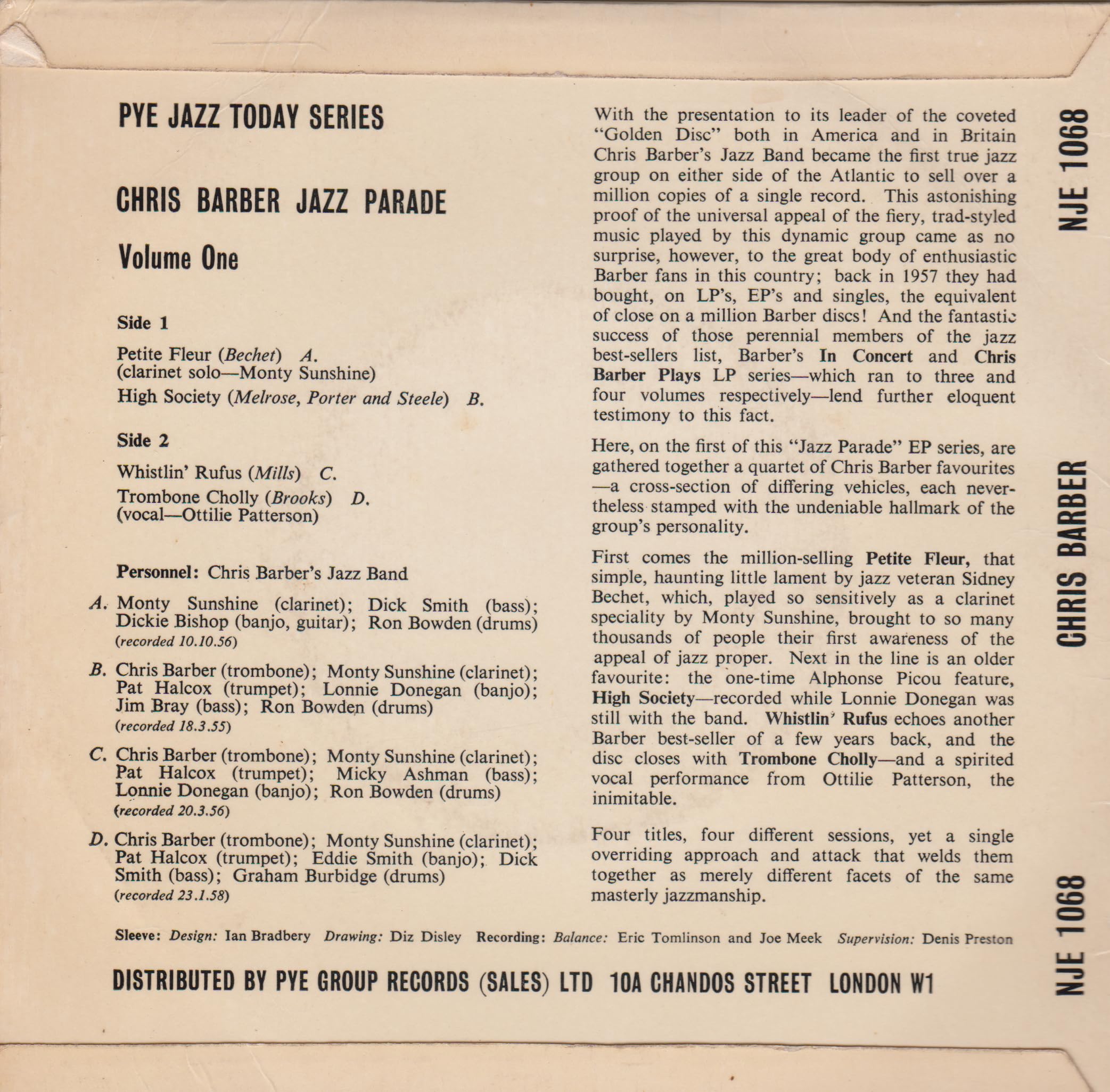 Chris Barber's Jazz Band – Chris Barber Jazz Parade Volume One (Pye) 7" vinyl EP VG/VG