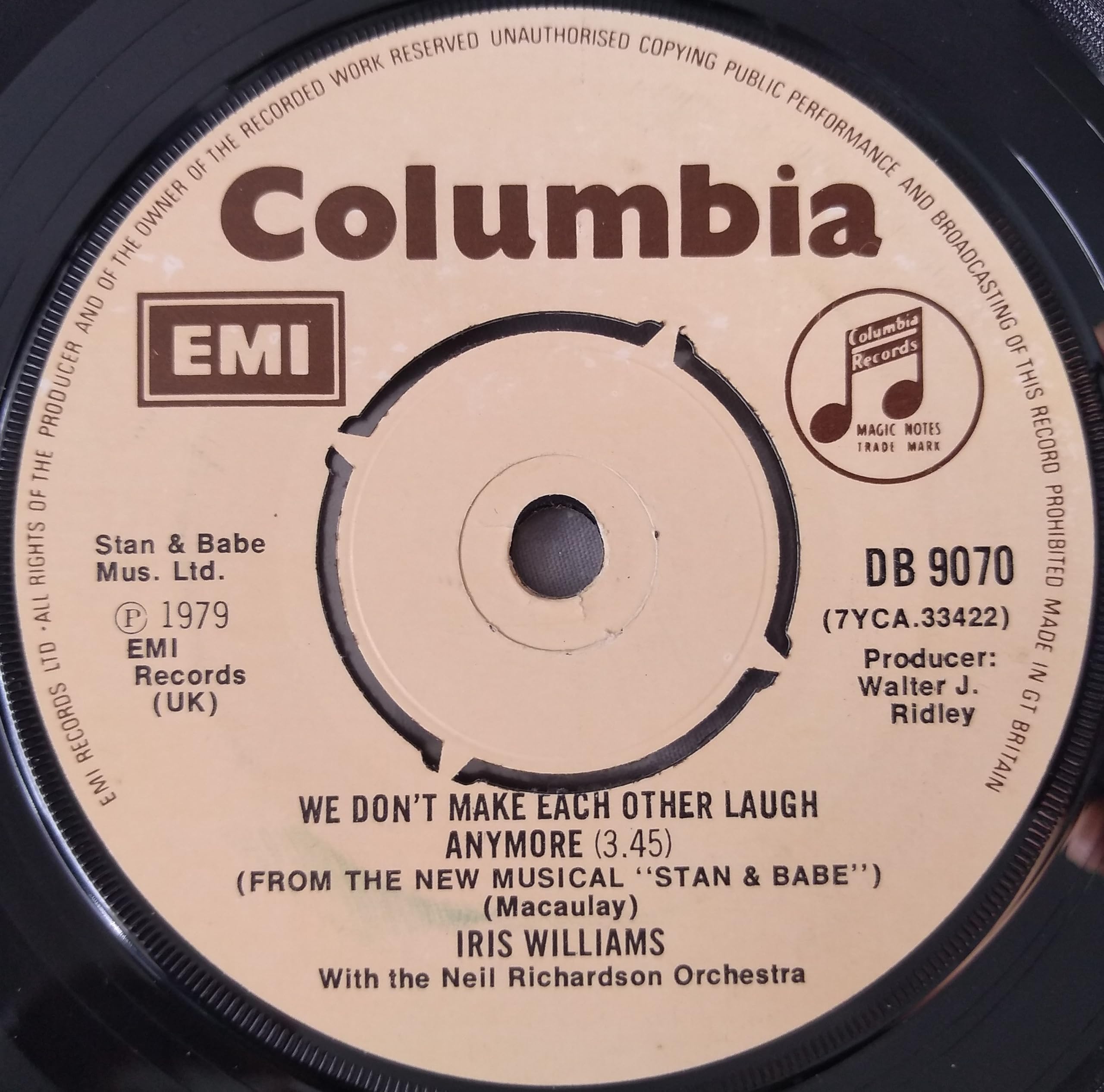 Iris Williams - He Was Beautiful (Cavatina) (EMI Columbia 1979) 7" vinyl single VG/-