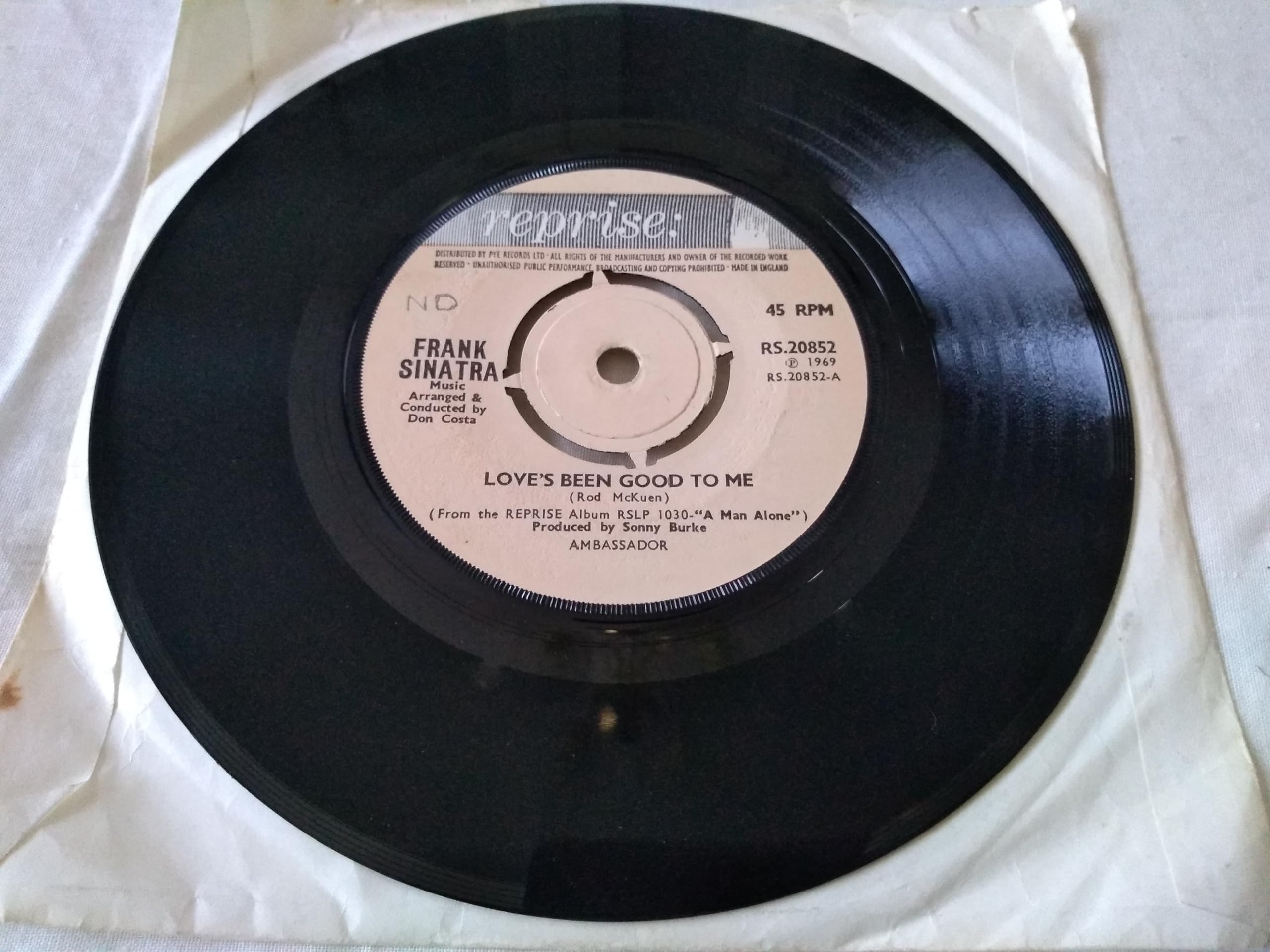Frank Sinatra – Love's Been Good To Me (Reprise 1969) 7" vinyl single VG/-