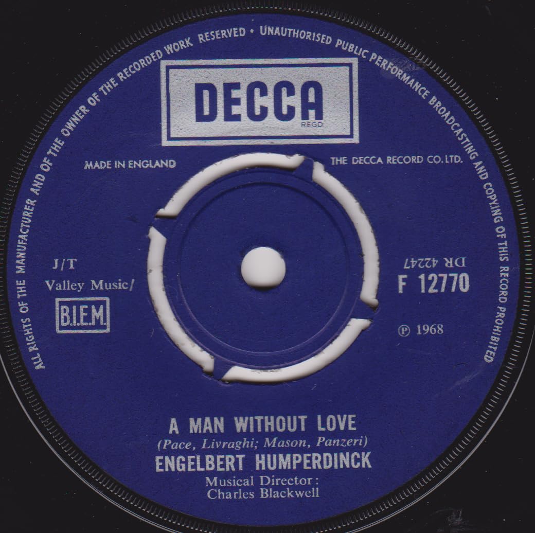 Engelbert Humperdinck – A Man Without Love (Decca 1968) 7" vinyl single VG/-