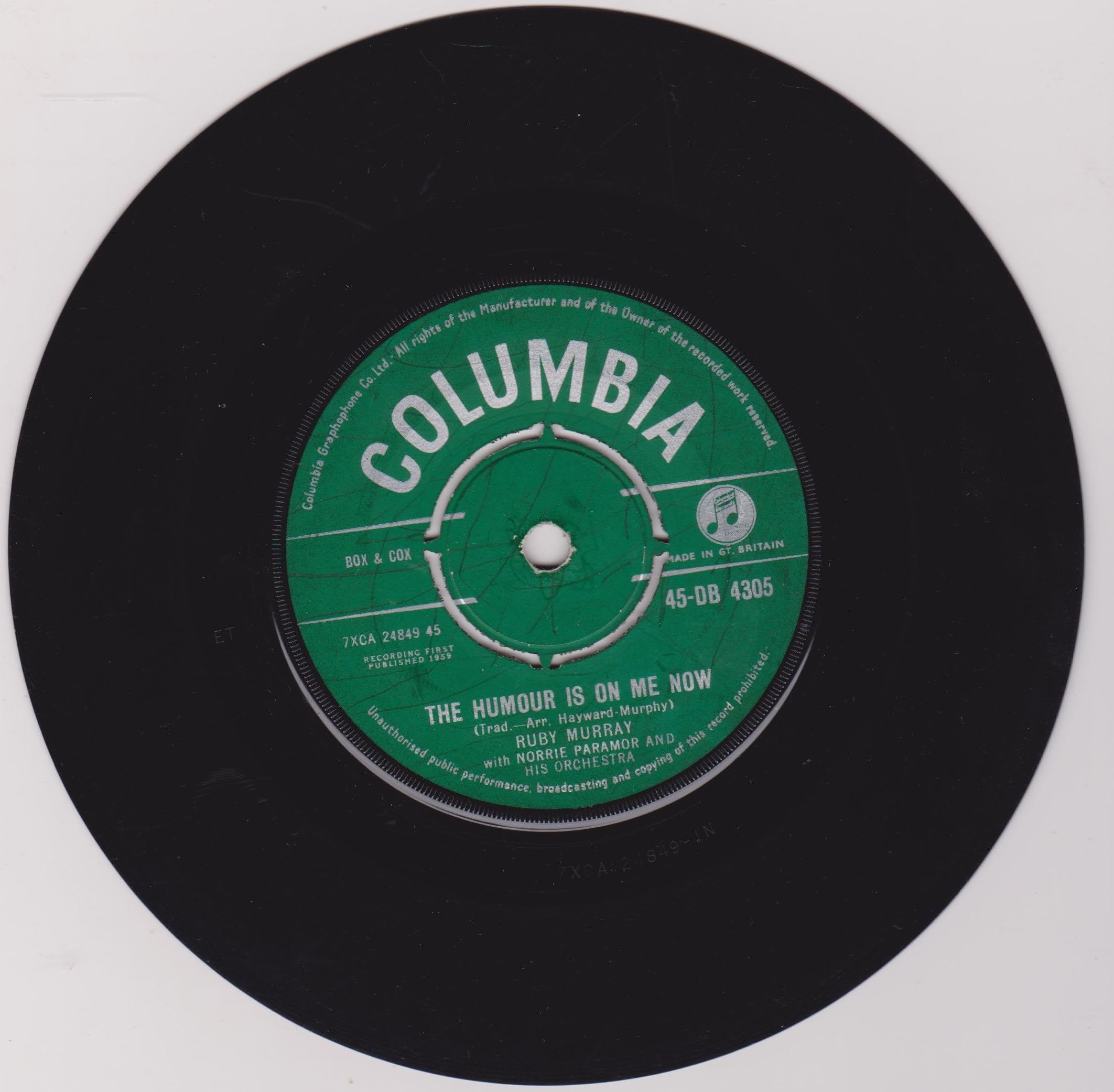 Ruby Murray With Norrie Paramor And His Orchestra ‎– Goodbye Jimmy, Goodbye (Columbia 1959) 7" vinyl single VG/-