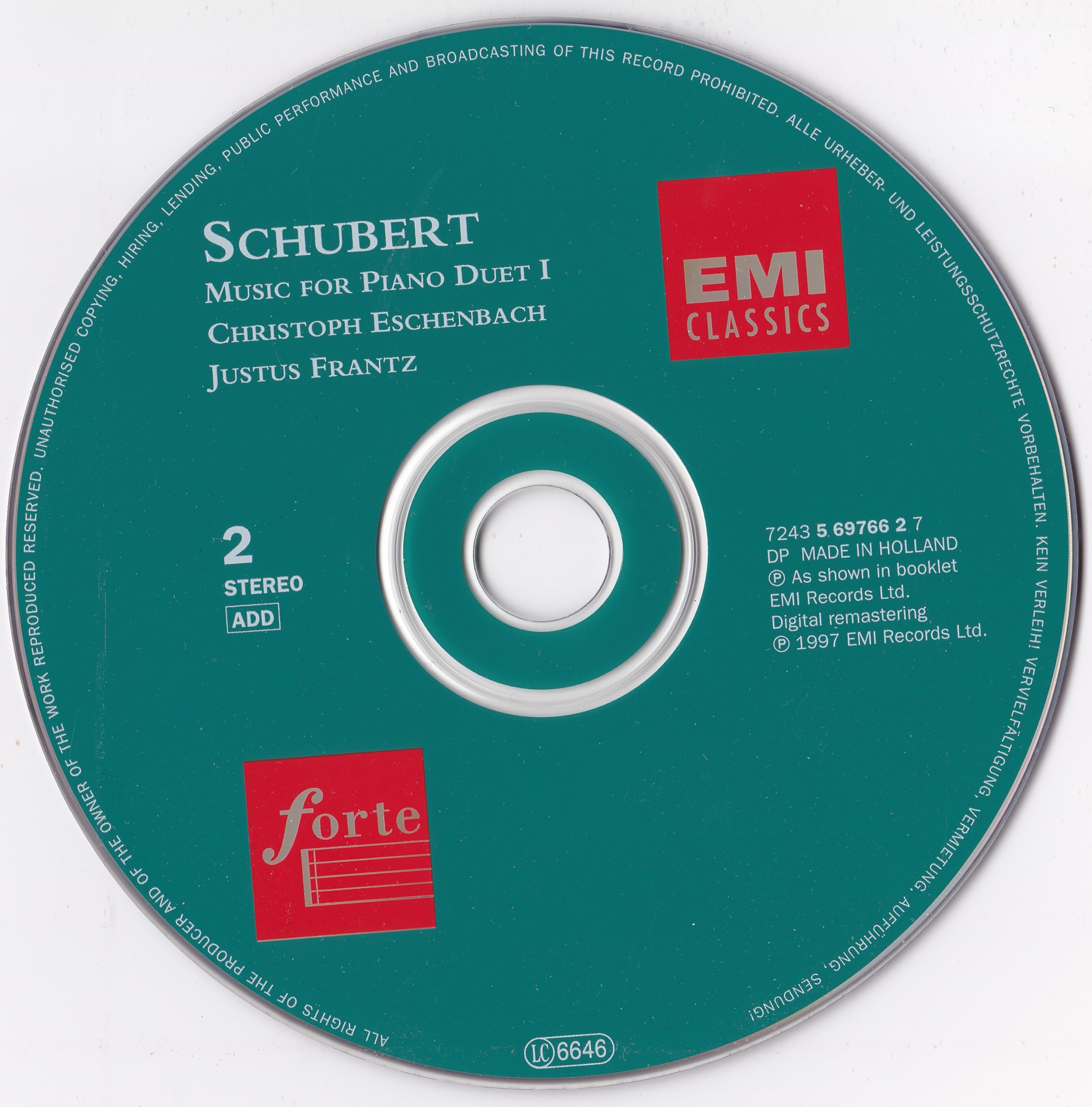 Schubert, Christoph Eschenbach, Justus Frantz ‎– Music For Piano Duet, Vol. 1(1997) 2xCD album