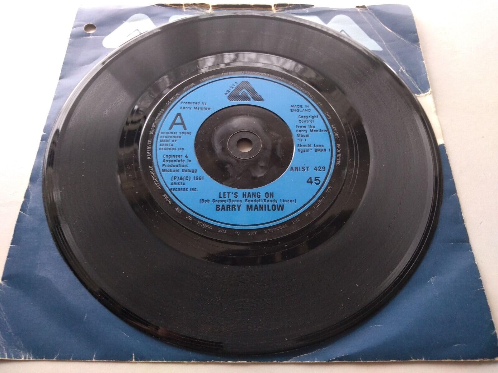 Barry Manilow – Let's Hang On (Arista 1981) 7" vinyl single VG/G