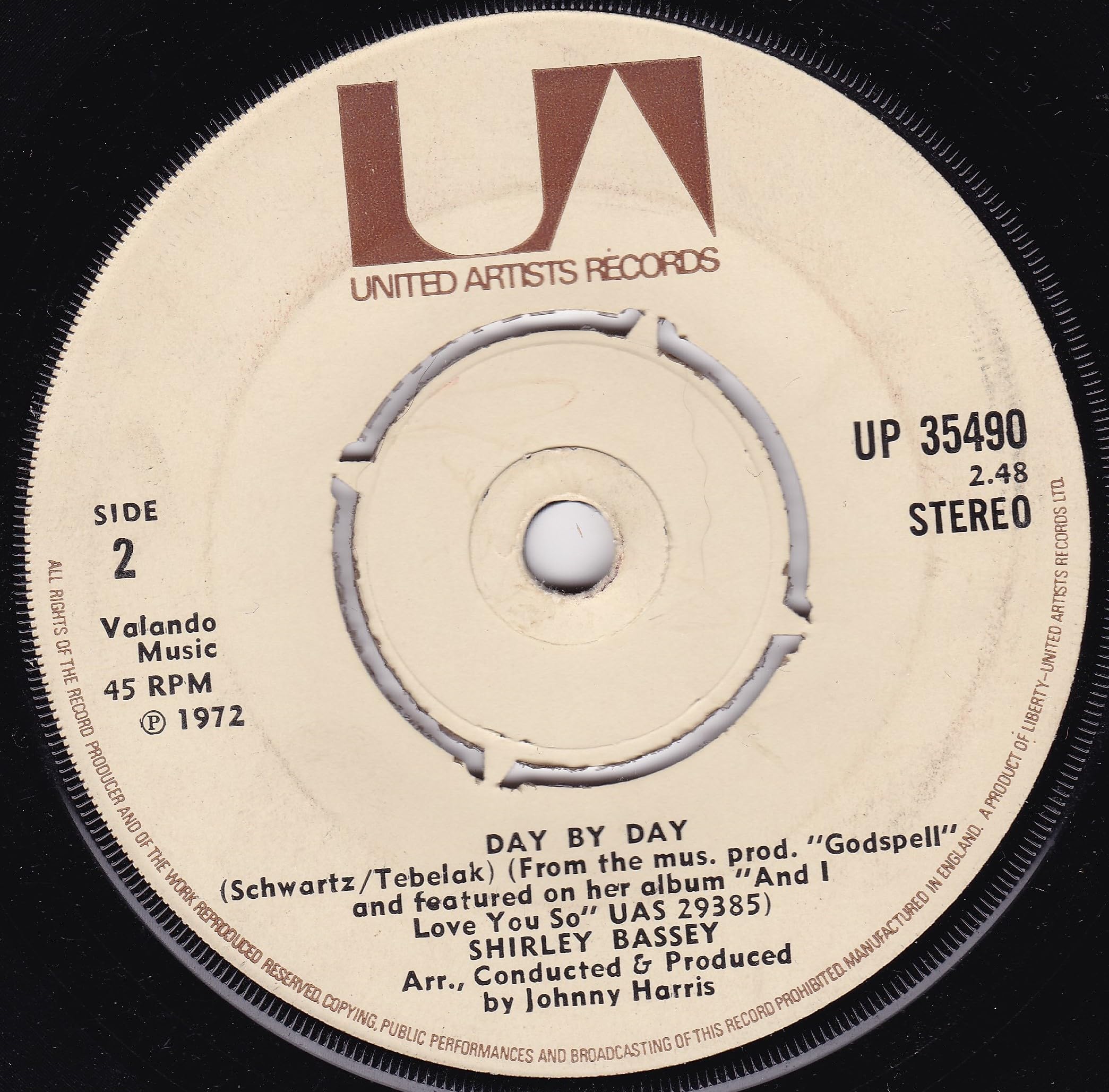Shirley Bassey ‎– Never, Never, Never (Grande, Grande, Grande) (UA 1973) 7" vinyl single VG/-