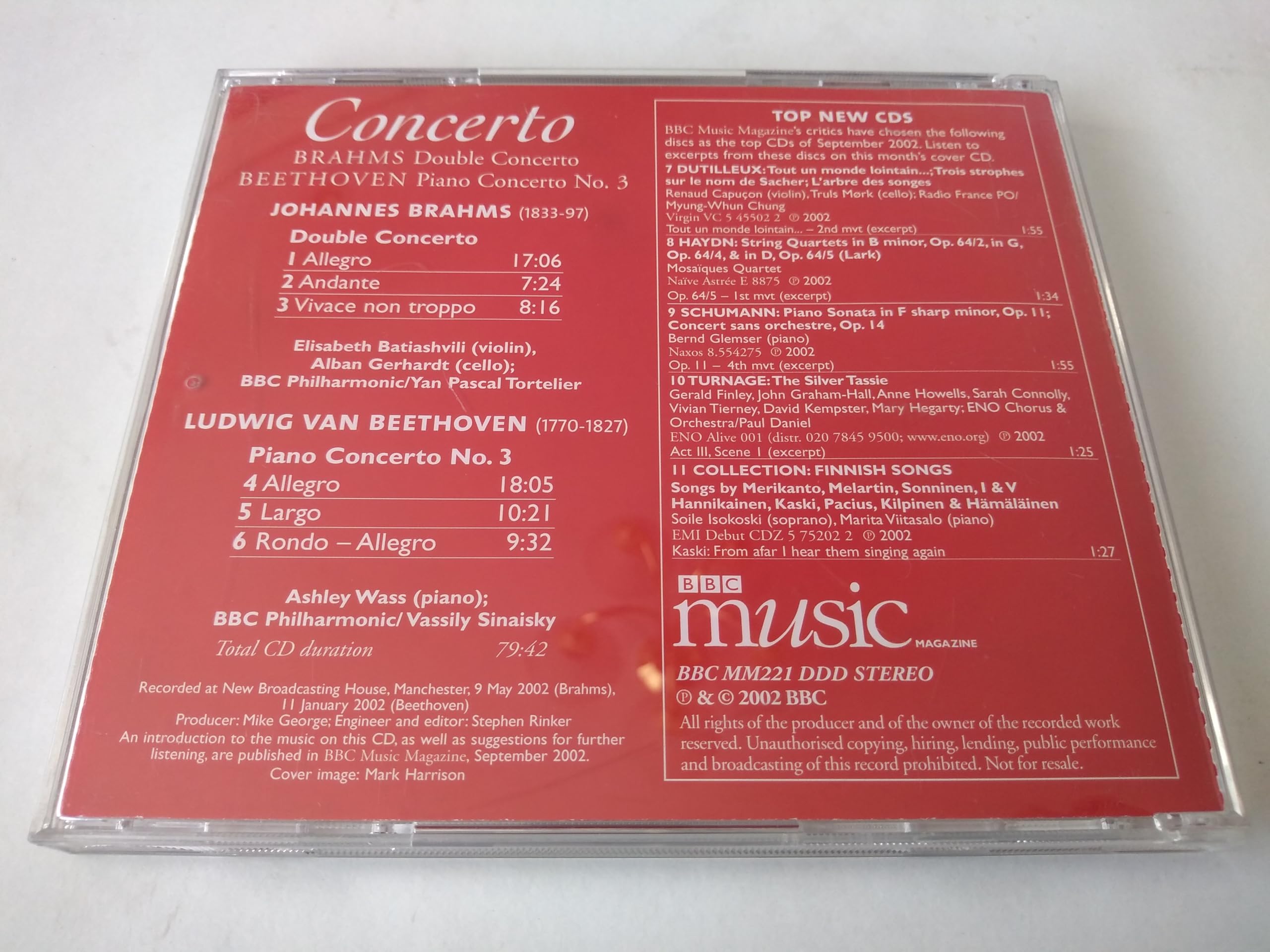 Brahms, Beethoven - Double Concerto / Piano Concert No. 3 (2002) CD album
