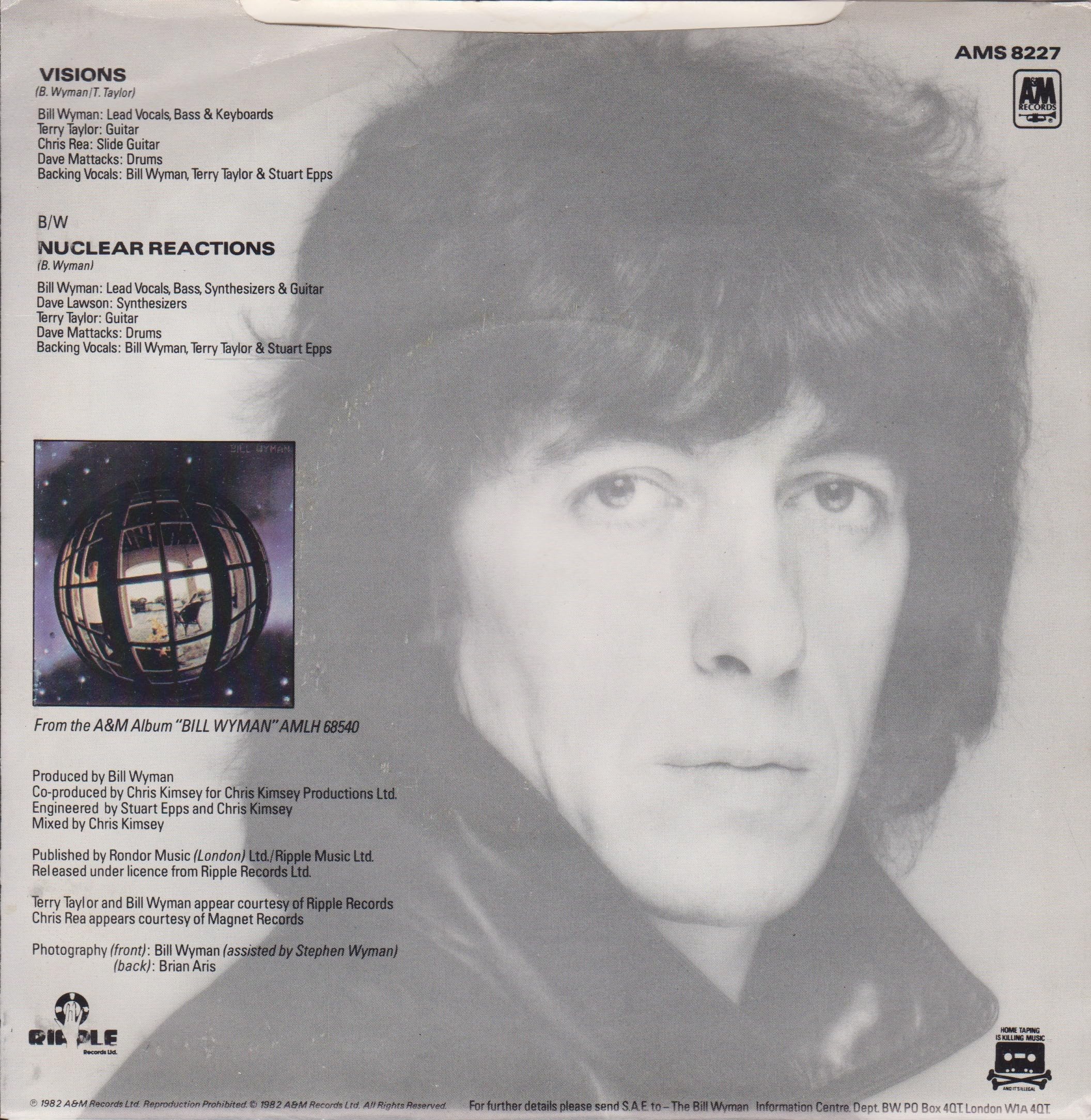 Bill Wyman - Visions (A&M 1982) 7" vinyl single VG/VG