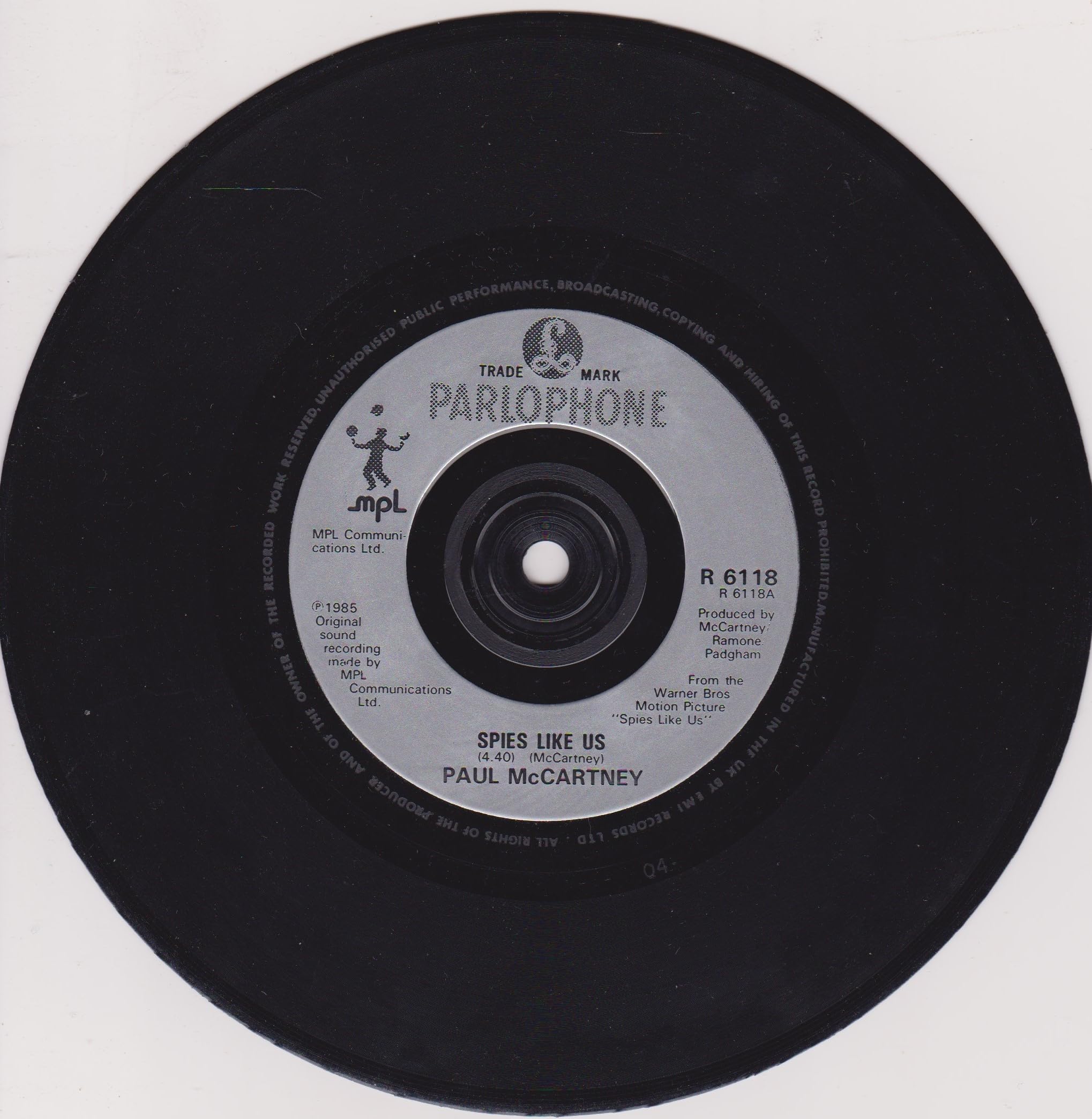 Paul McCartney - Spies Like Us (Parlophone 1986) 7" vinyl single VG/VG