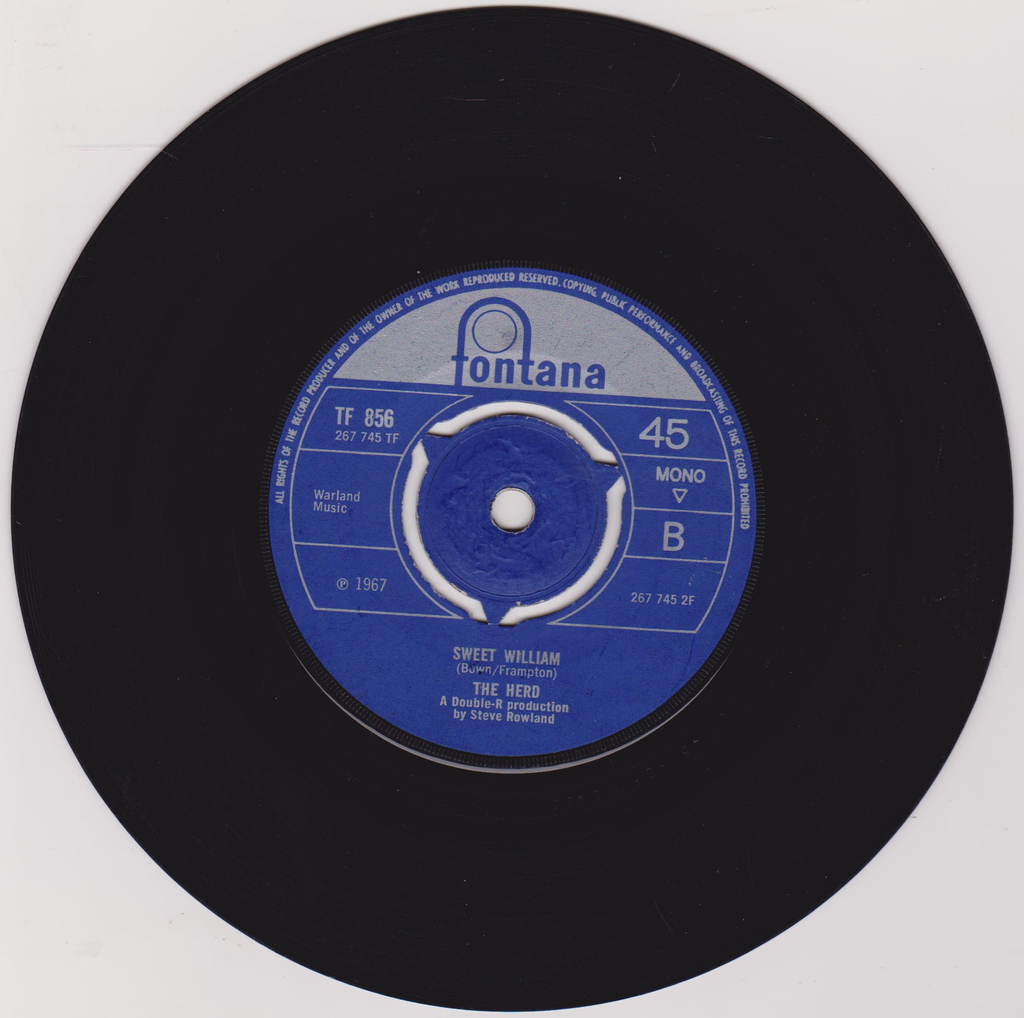 The Herd ‎– From The Underworld (Fontana 1967) 7" vinyl single VG/-