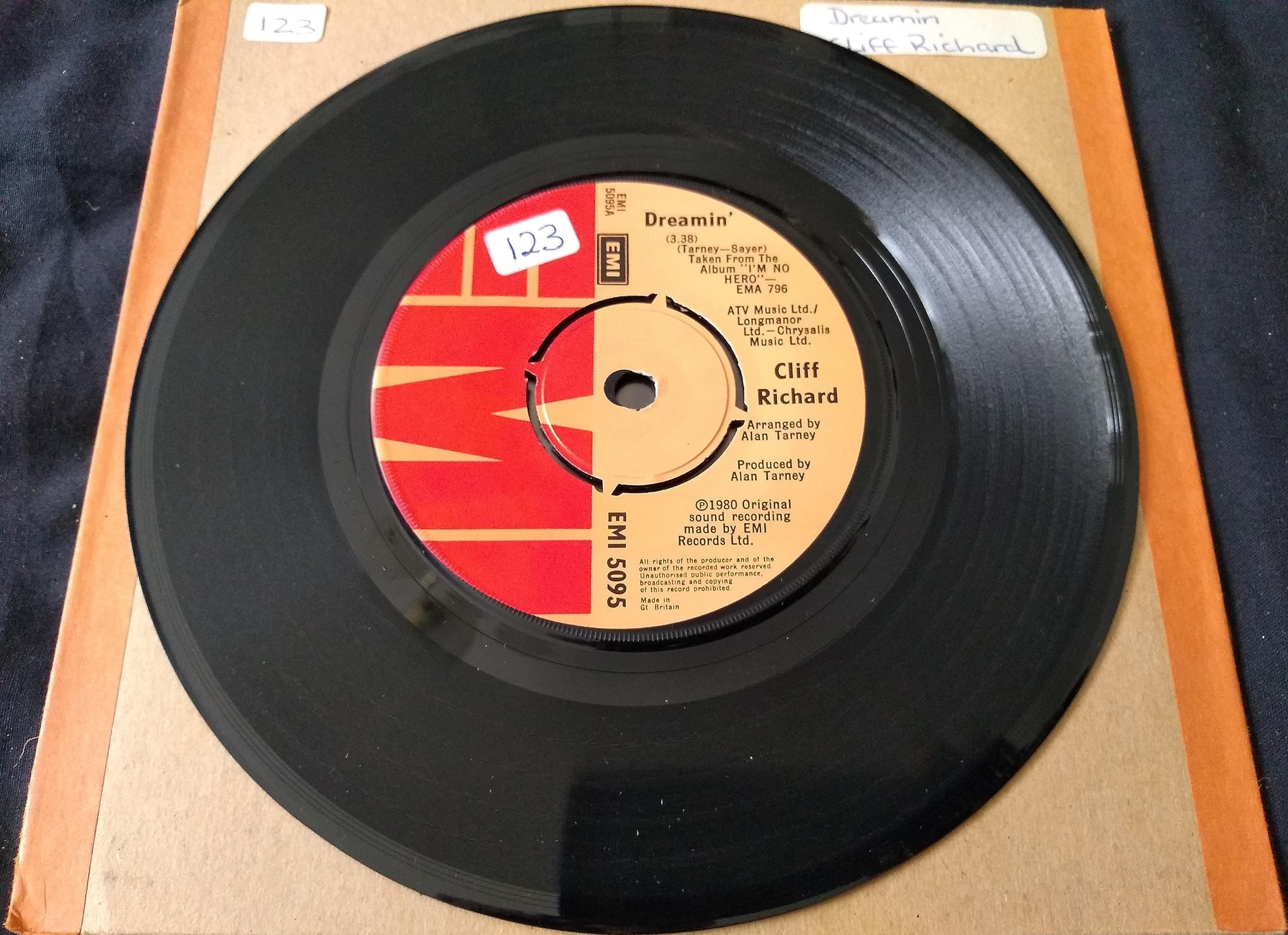 Cliff Richard - Dreamin' (EMI 1980) 7" vinyl single VG/-