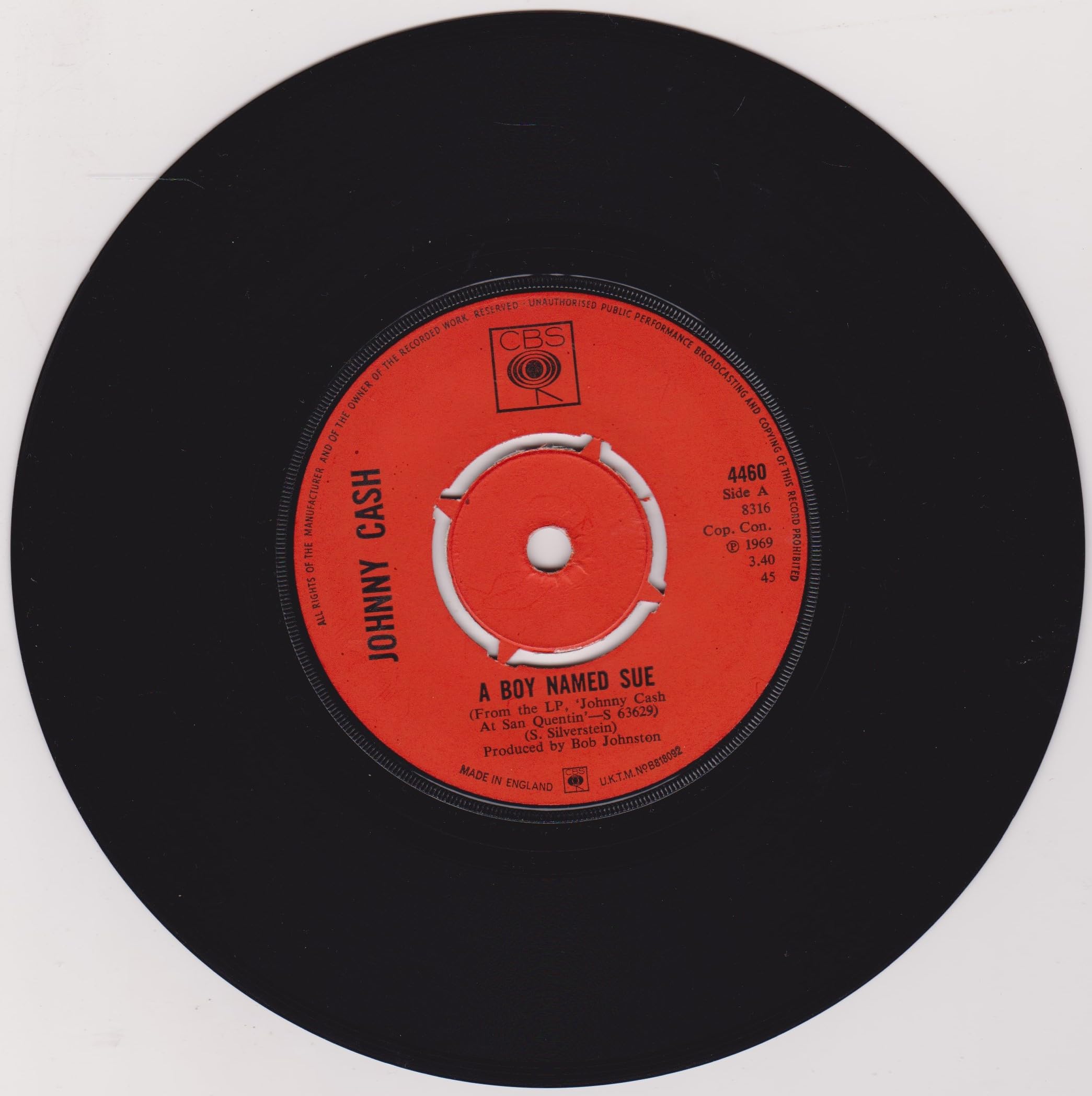 Johnny Cash - A Boy Named Sue (CBS 1959) 7" vinyl single VG/-