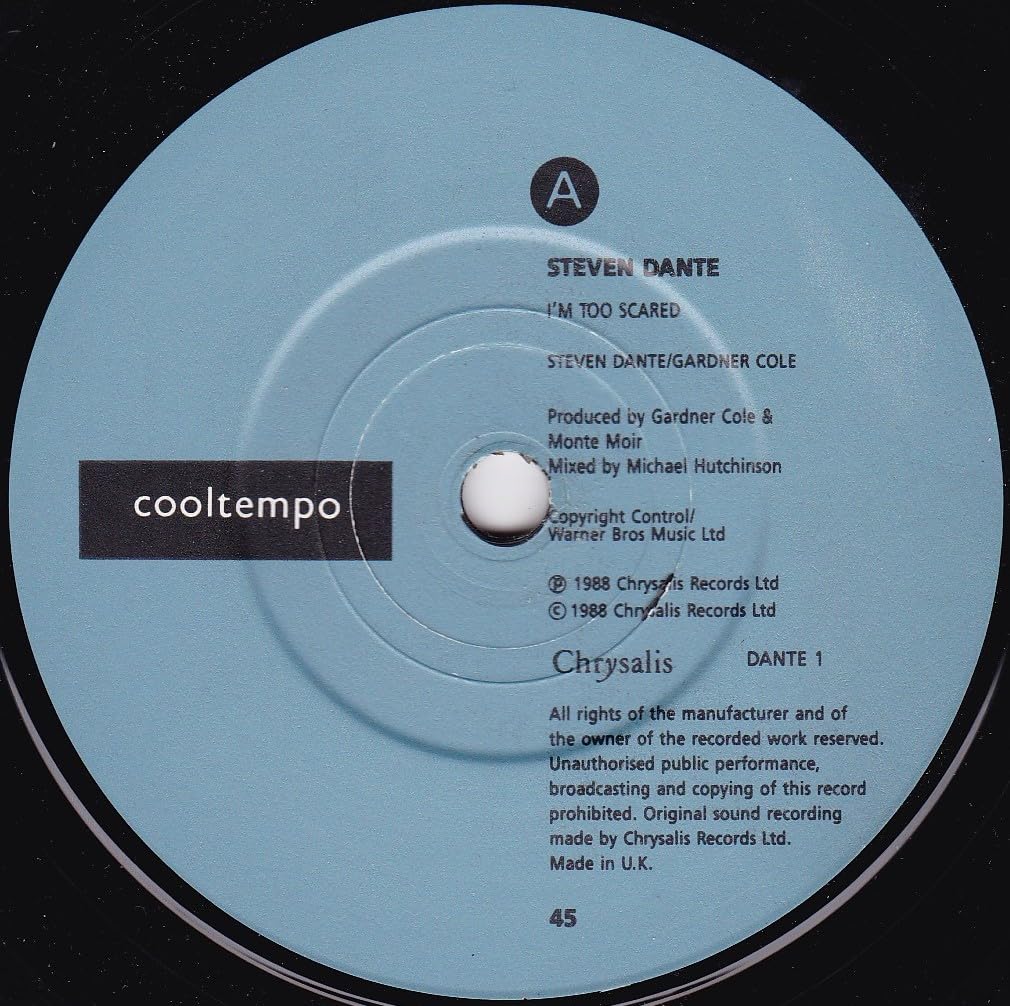 Steven Dante – I'm Too Scared (Cooltempo 1988) 7" vinyl single VG/-