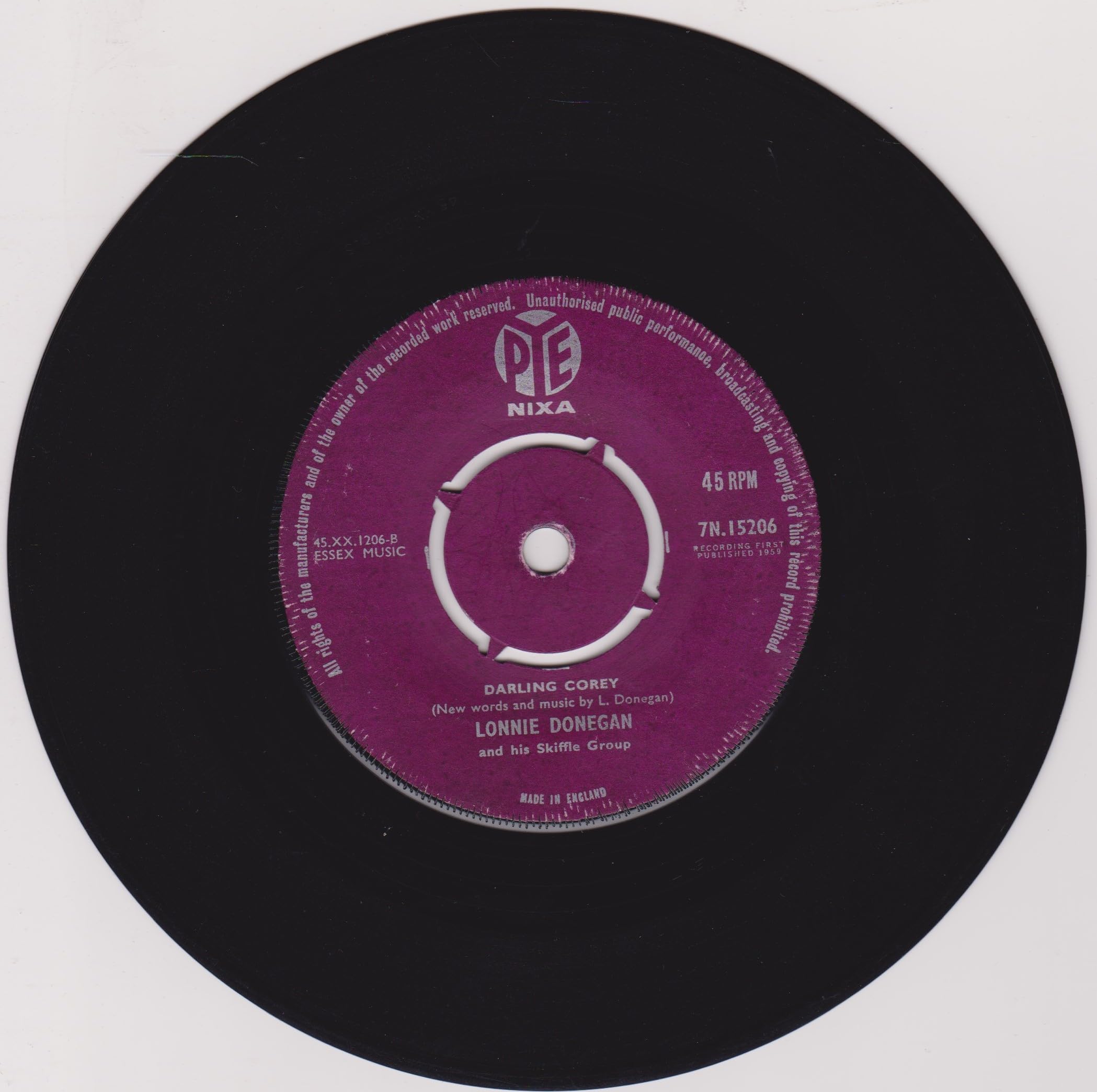 Lonnie Donegan And His Skiffle Group ‎– Battle Of New Orleans (Pye 1959) 7" vinyl single VG/-