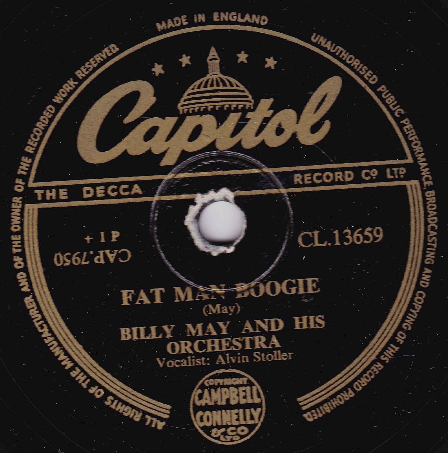 Billy May And His Orchestra ‎– When My Sugar Walks Down The Street (Capitol 1953) 10" 78 RPM shellac single VG/-