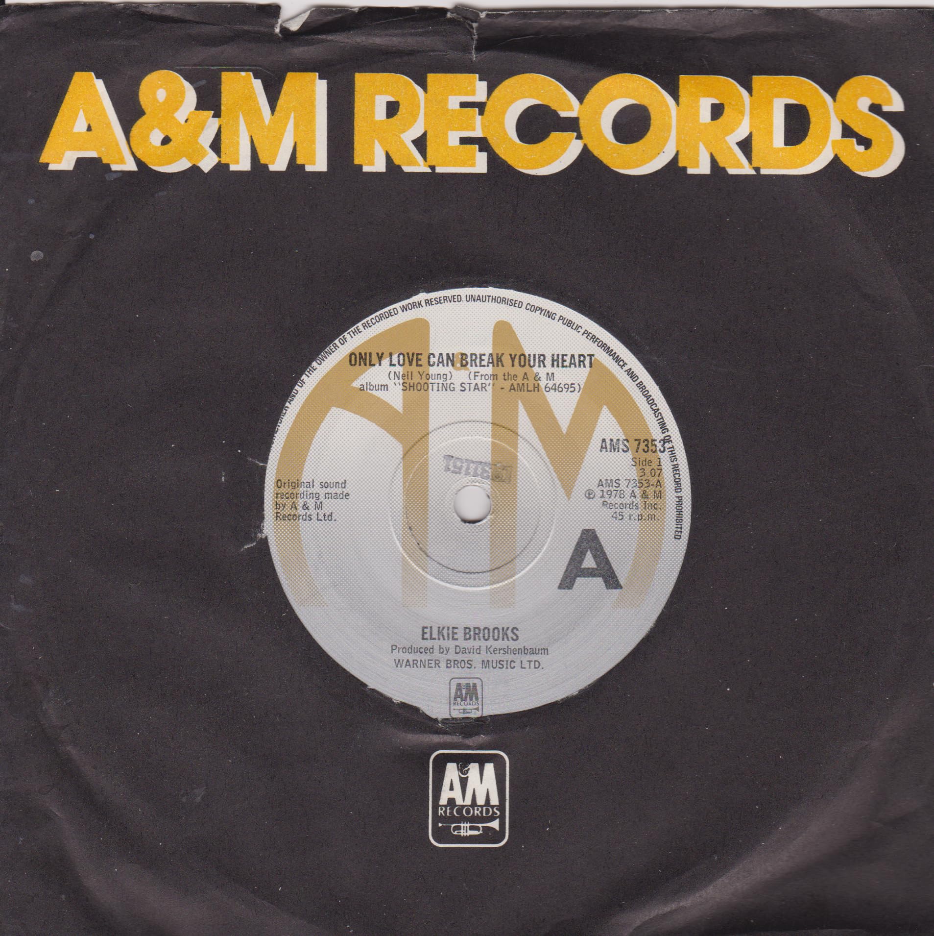 Elkie Brooks – Only Love Can Break Your Heart (A&M 1978) 7" vinyl single VG/VG