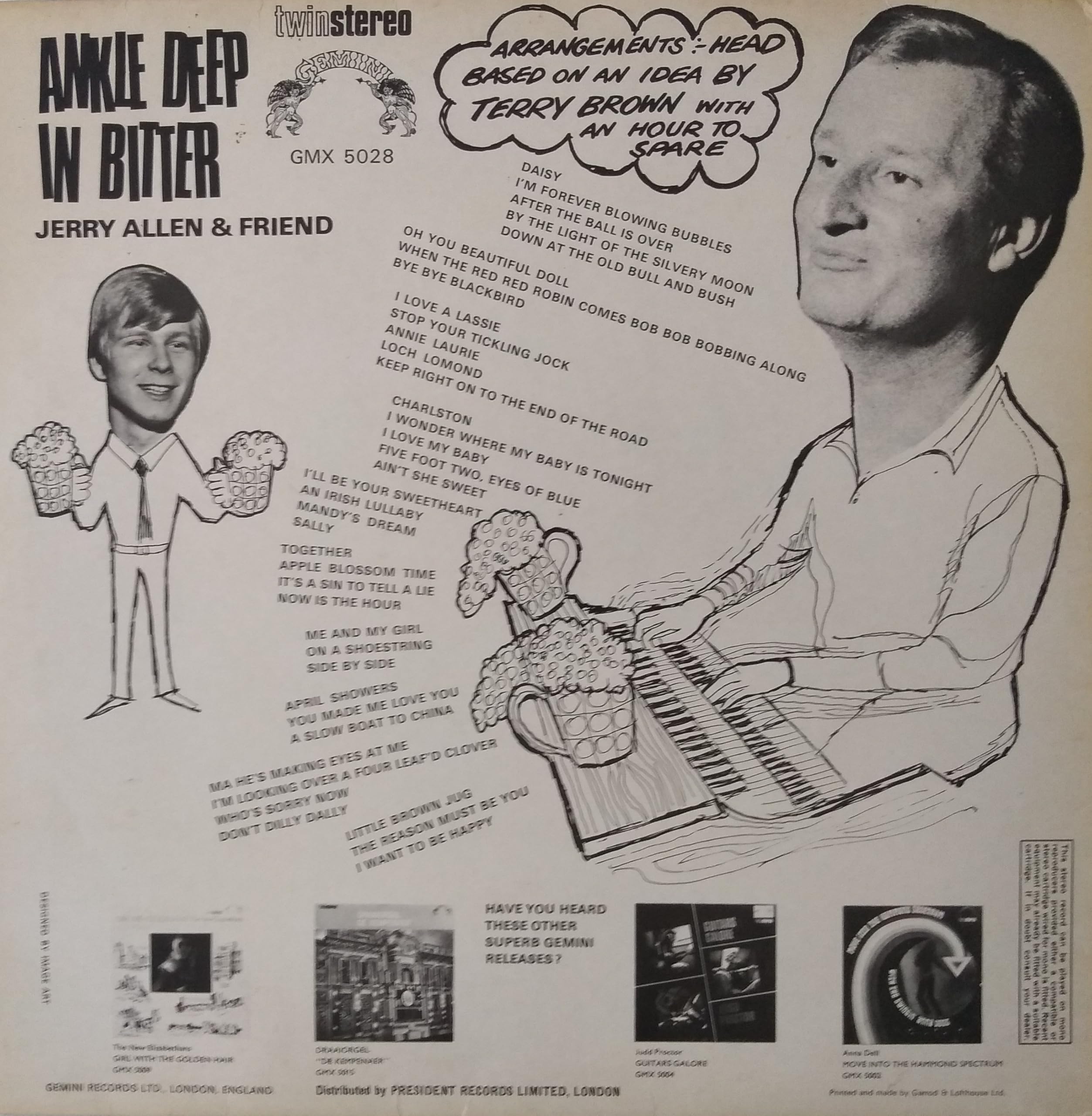 Jerry Allen - Ankle Deep In Bitter (Gemini 1968) 12" vinyl LP VG/VG