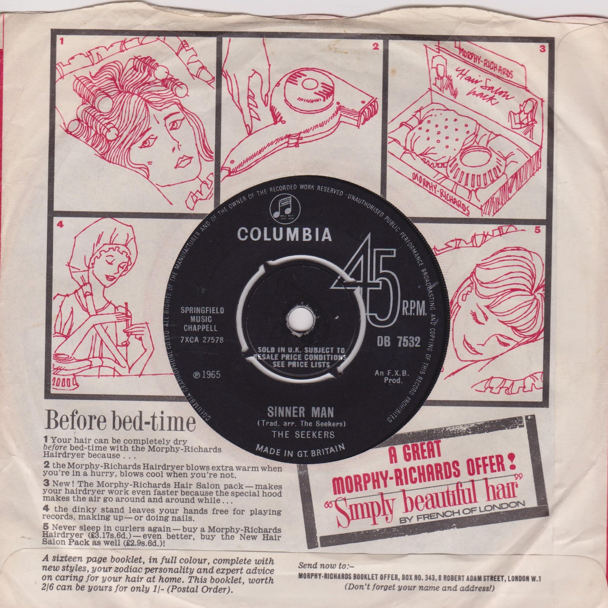 The Seekers ‎– A World Of Our Own (Columbia 1965) 7" vinyl single VG/VG
