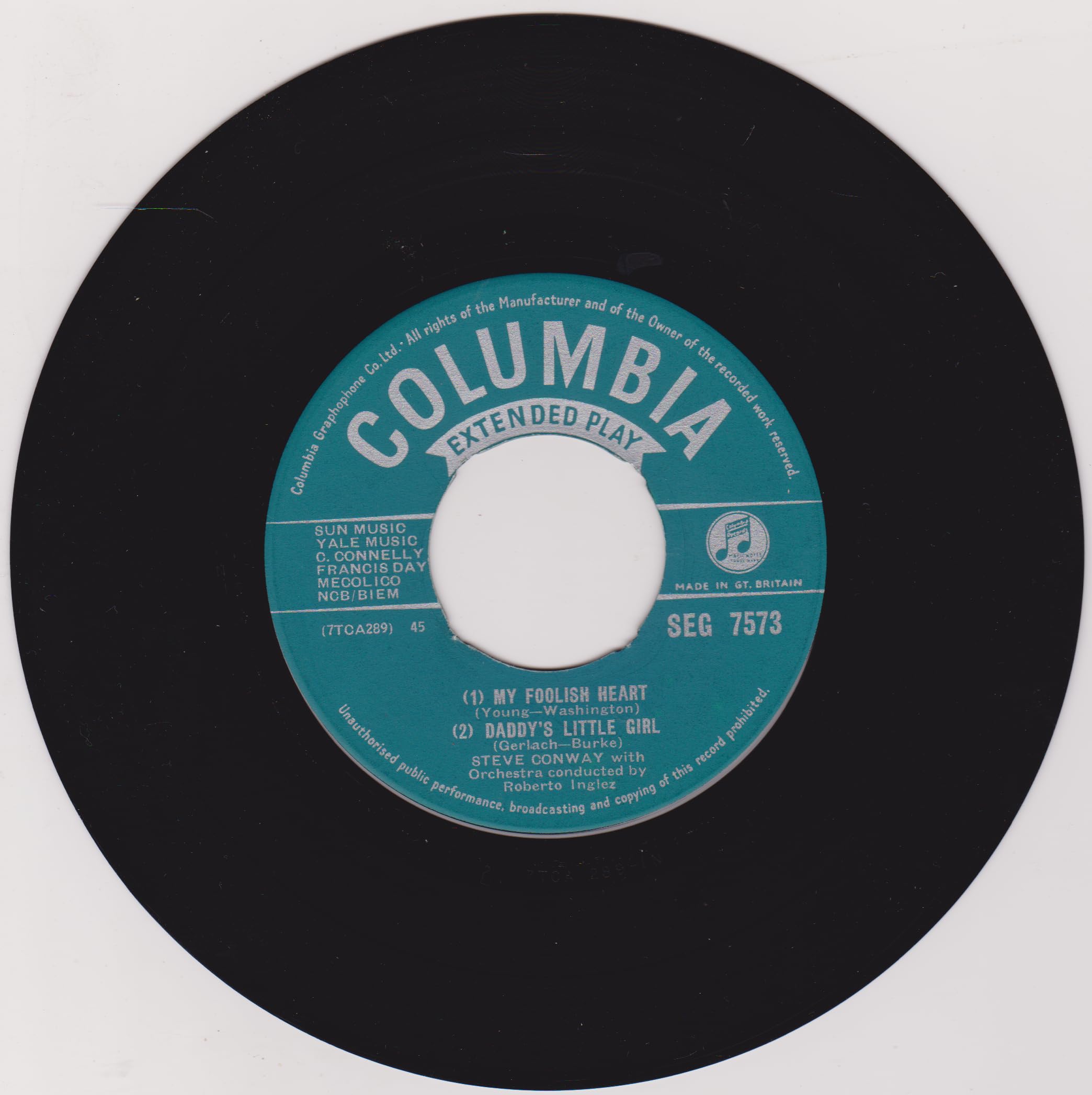 Steve Conway ‎– My Foolish Heart (Columbia 1965) 7" vinyl single VG/VG