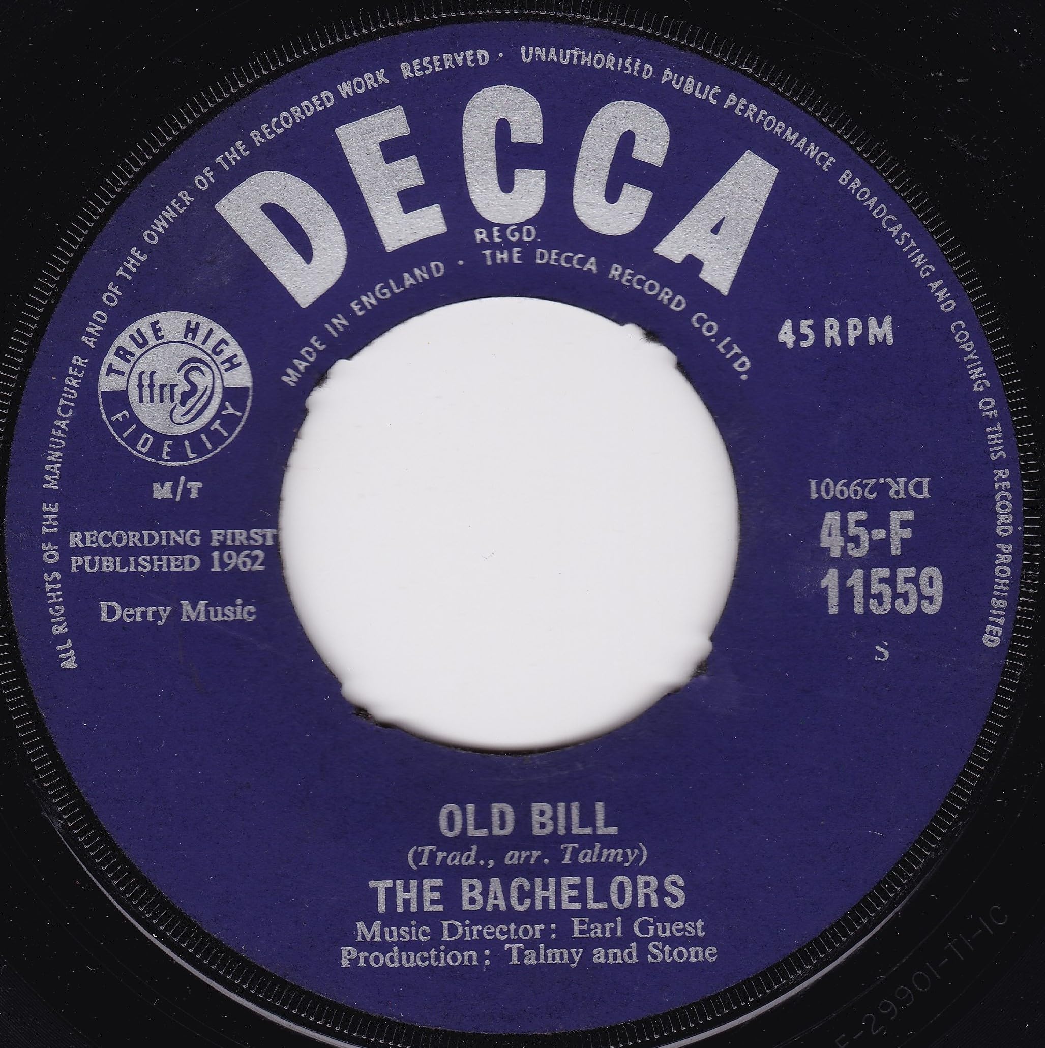 The Bachelors ‎– Charmaine (Decca 1963) 7" vinyl single VG/- jukebox centre