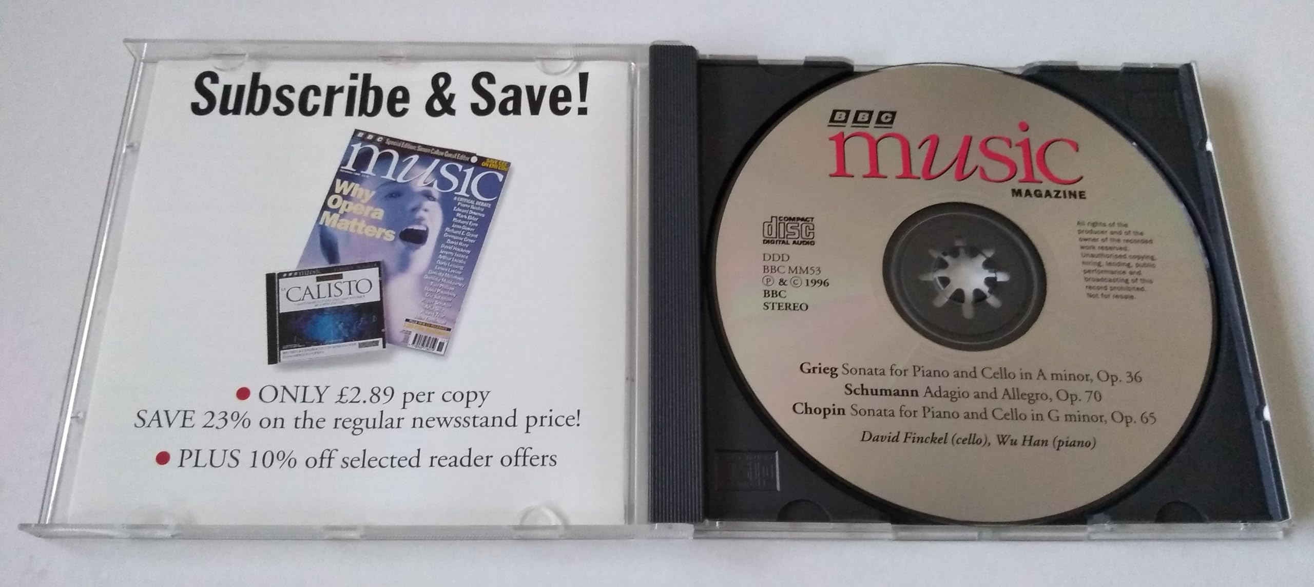 David Finckel, Wu Han ‒ Grieg / Schumann / Chopin ‎– Music For Cello And Piano (1996) CD album