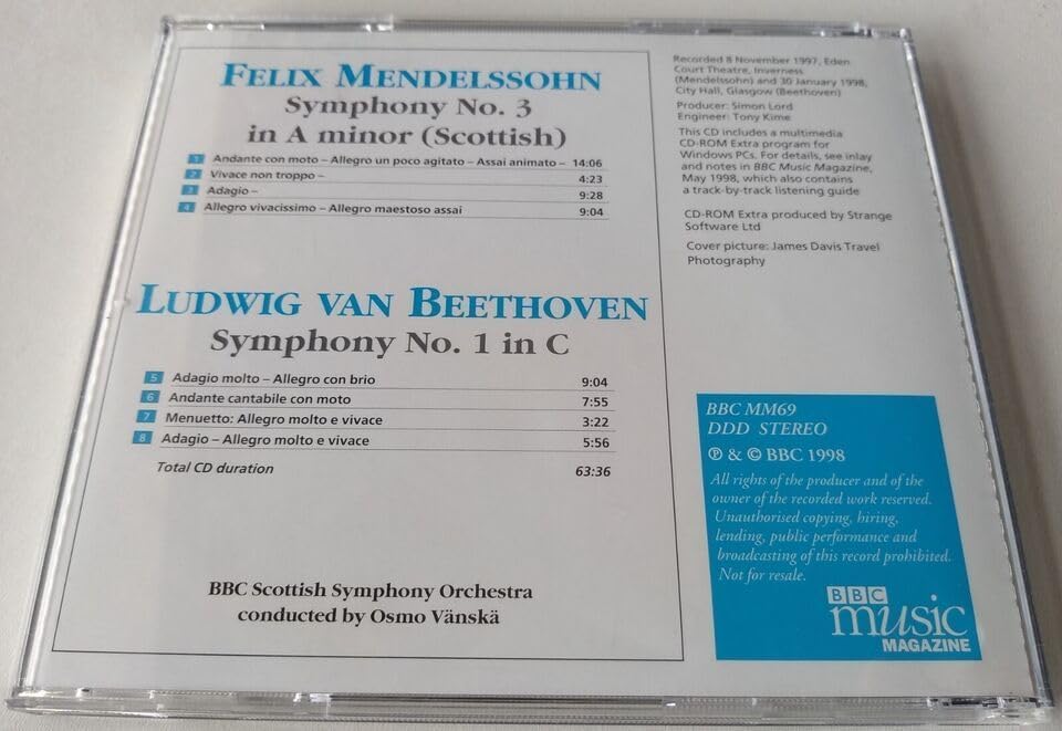 Mendelssohn, Beethoven - Scottish Symphony & Beethoven Symphony No. 1 (1998) CD album