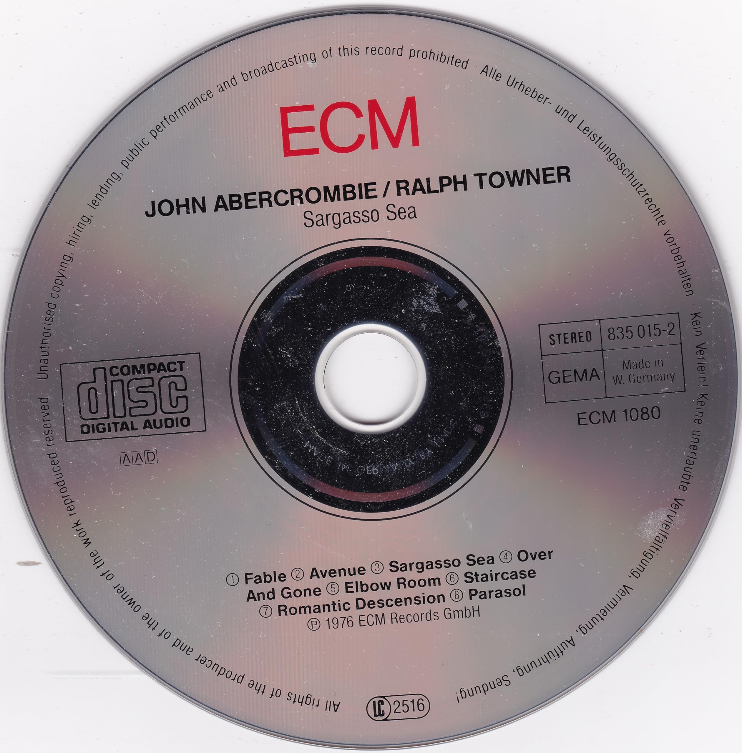 John Abercrombie / Ralph Towner ‎– Sargasso Sea CD album