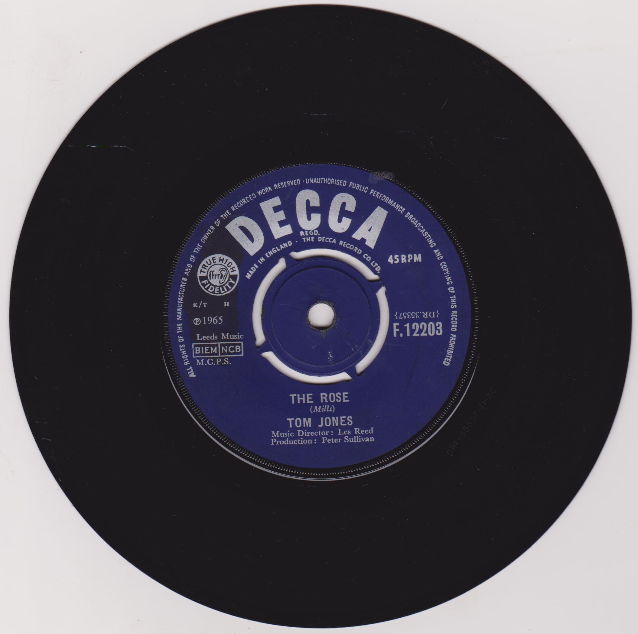 Tom Jones - What's New Pussycat? (Decca 1965) 7" vinyl single VG/-