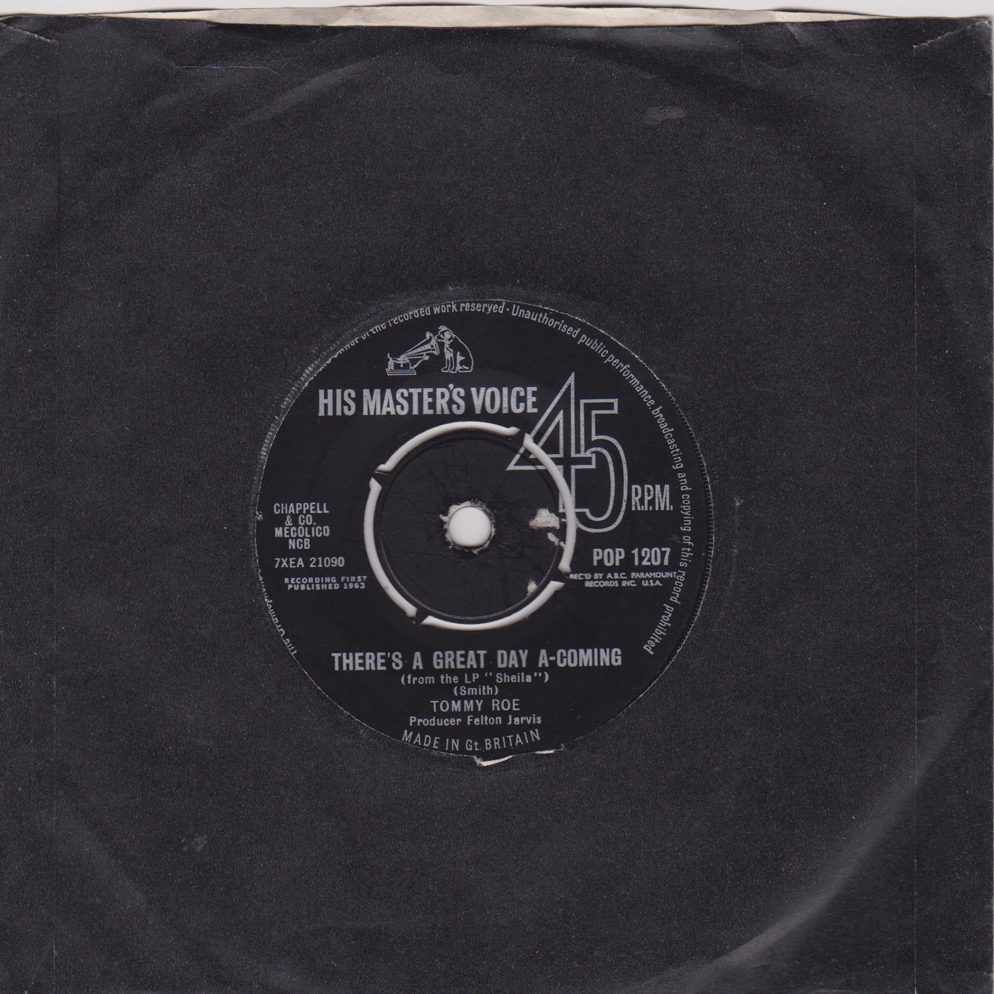 Tommy Roe – Everybody (HMV 1963) 7" vinyl single VG/-