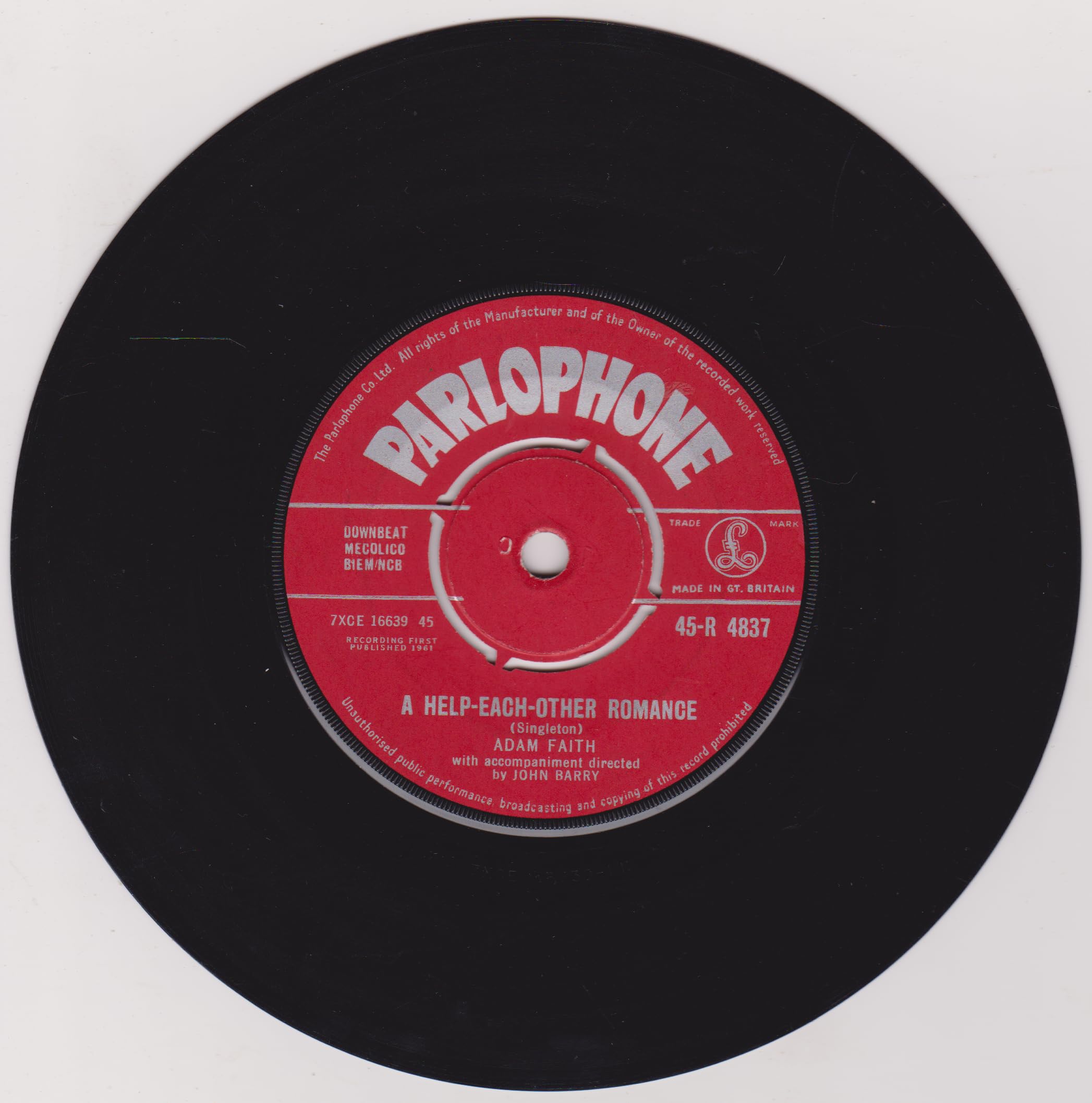 Adam Faith ‎– The Time Has Come (Parlophone 1961) 7" vinyl single VG/VG