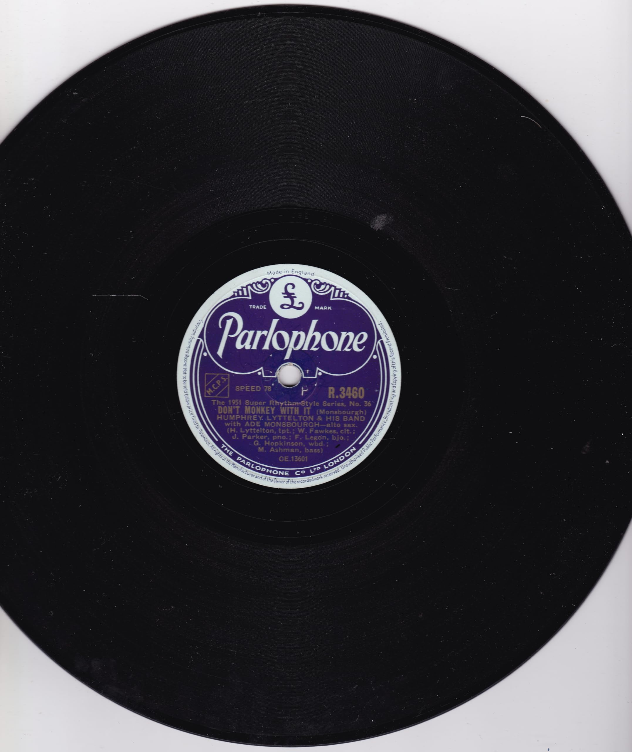 Humphrey Lyttelton & His Band ‎– Hoppin' Mad (Parlophone 1951) 10" 78RPM shellac single VG/-