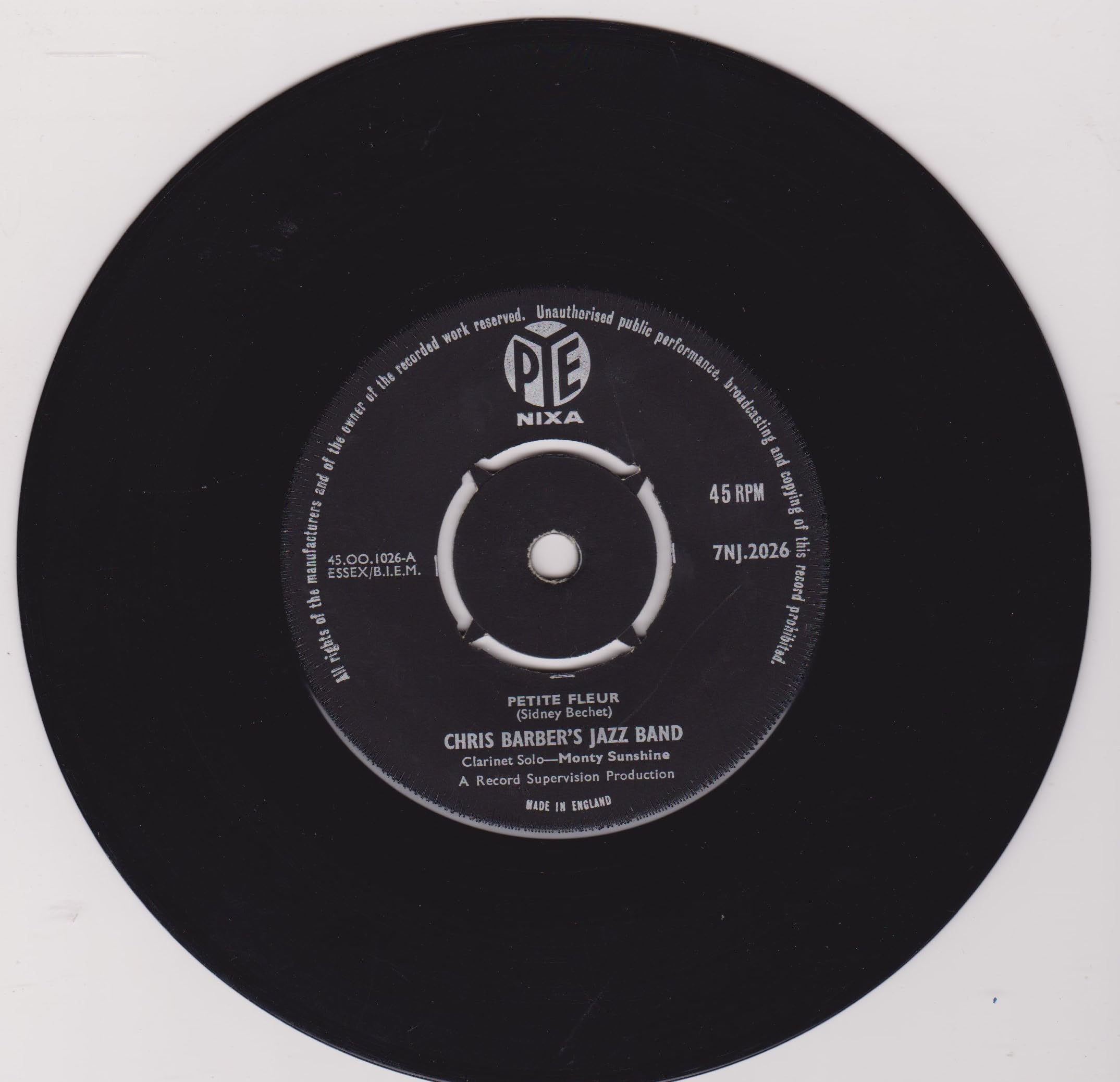 Chris Barber's Jazz Band ‎– Petite Fleu (Pye 1958) 7" vinyl single VG/-