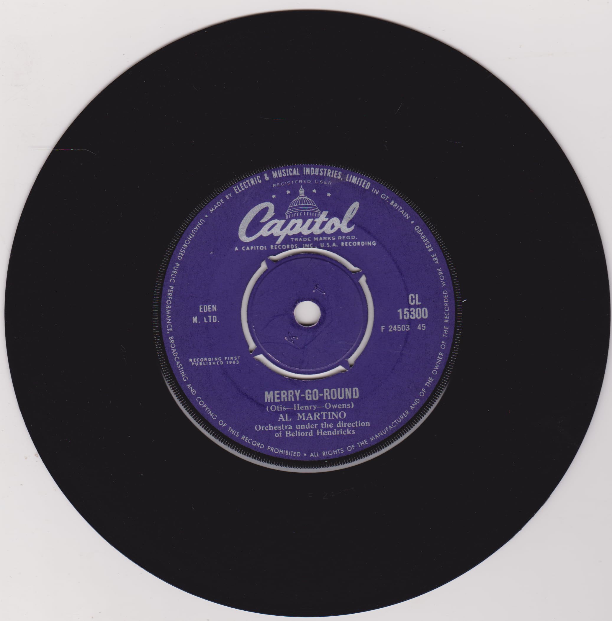 Al Martino - Merry-Go-Round (Capitol 1963) 7" vinyl single VG/-