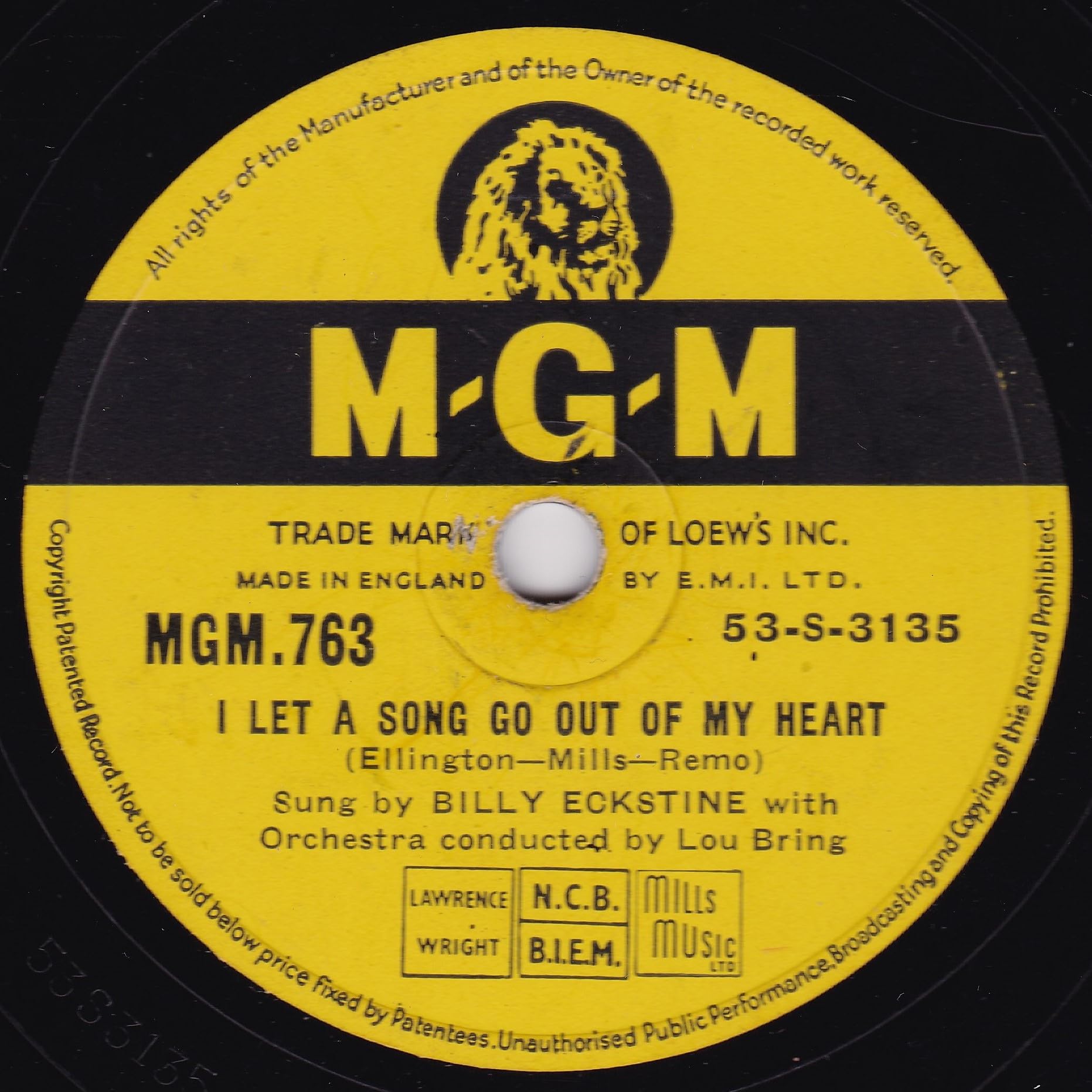 Billy Eckstine ‎– No One But You (MGM 1954) 10" 78RPM shellac single VG/-