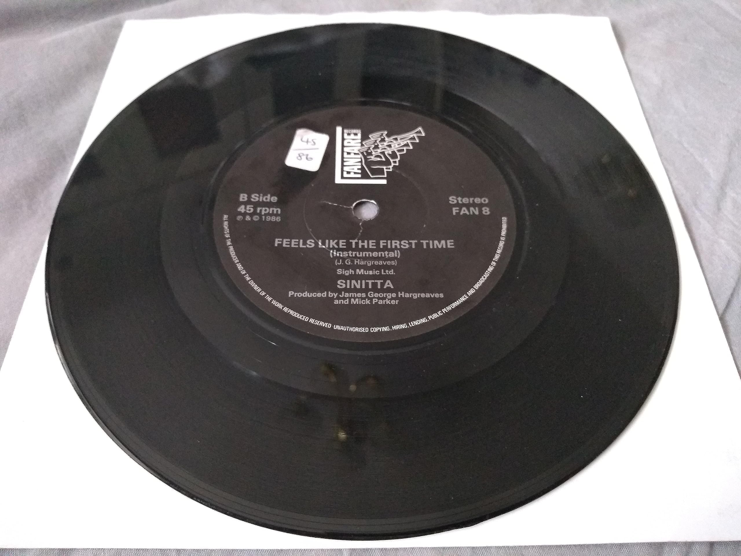 Sinitta – Feels Like The First Time (Fanfare 1986) 7" vinyl single VG/-