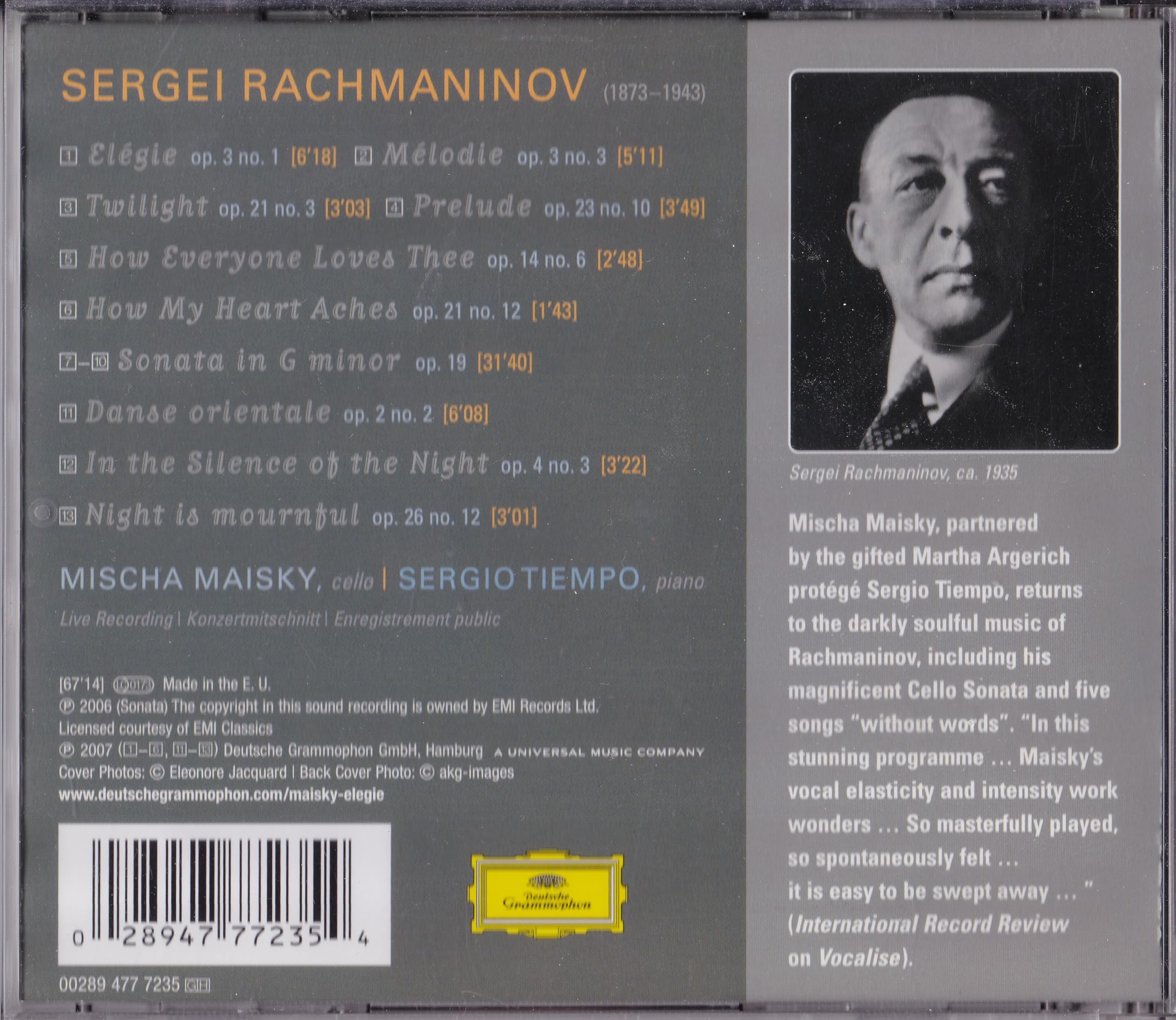 Rachmaninov - Élégie (2007) CD album