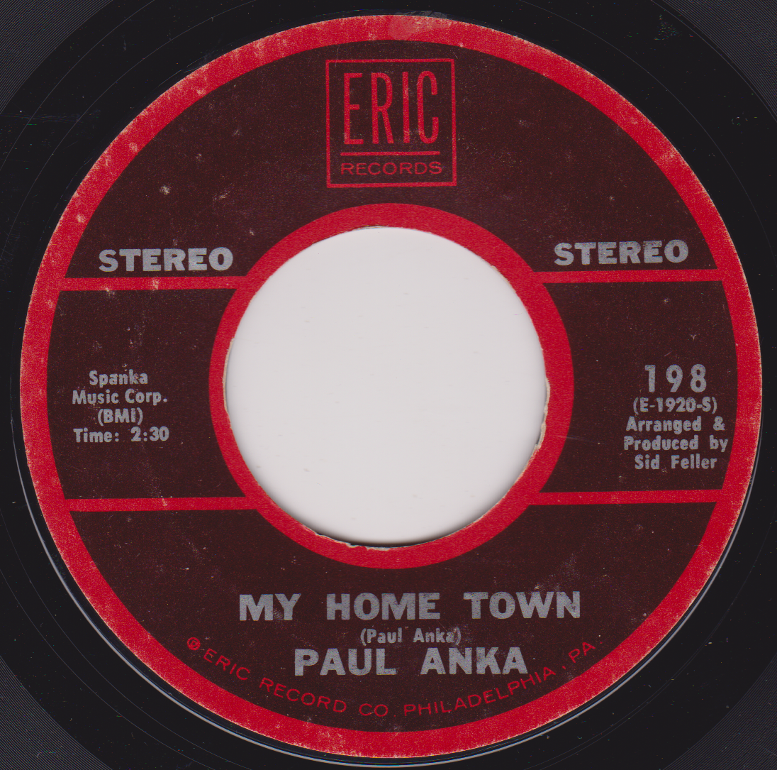 Paul Anka ‎– (All Of A Sudden) My Heart Sings (Eric) 7" vinyl US single VG juke