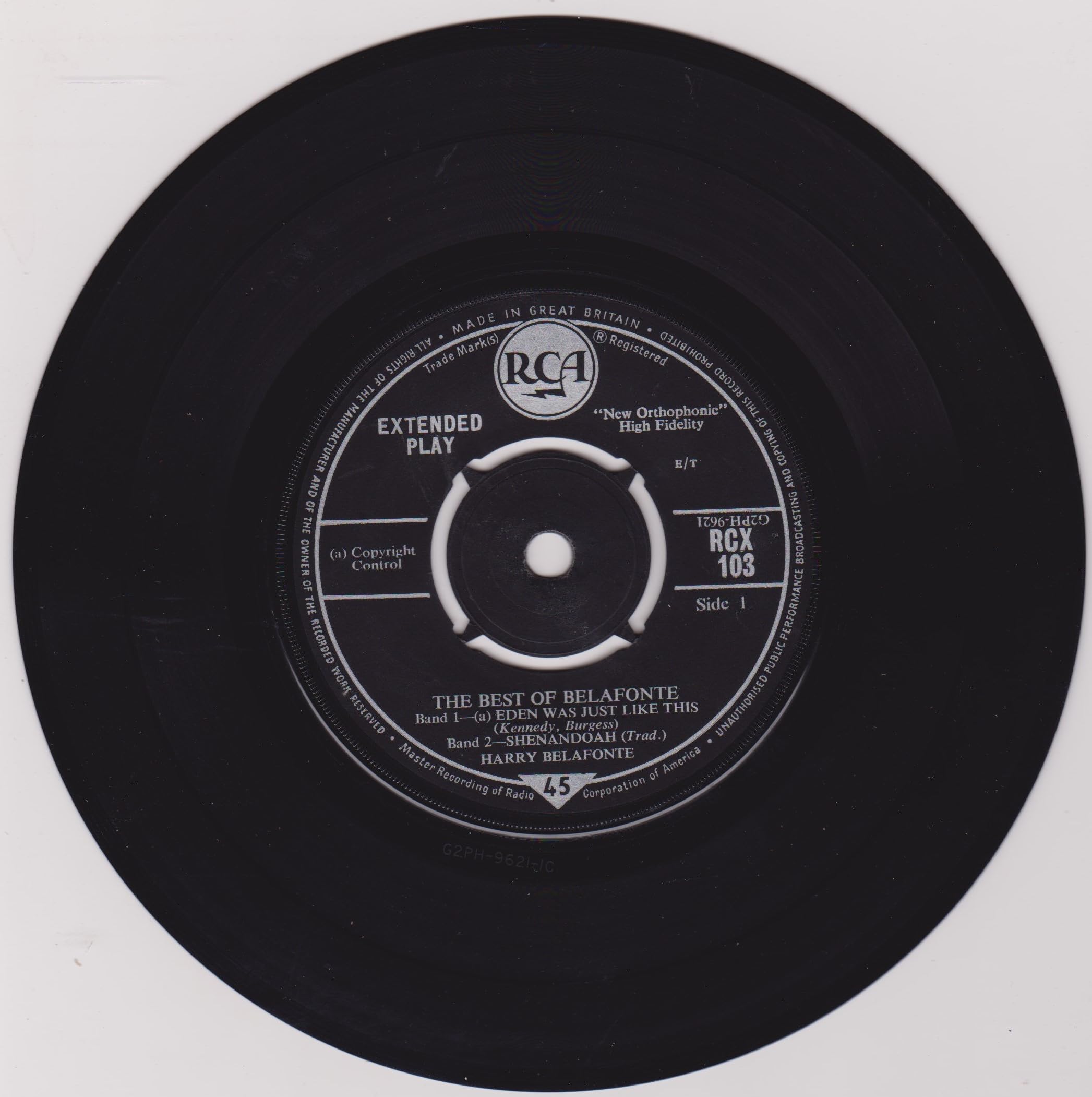Harry Belafonte - The Best of Belafonte (RCA 1962) 7" vinyl EP VG/VG