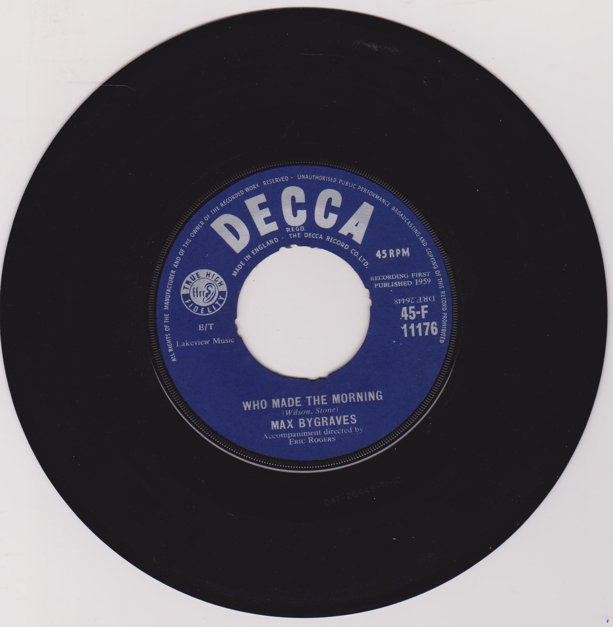 Max Bygraves ‎– Jingle Bell Rock (Decca 1959) 7" vinyl single VG/- jukebox centre hole